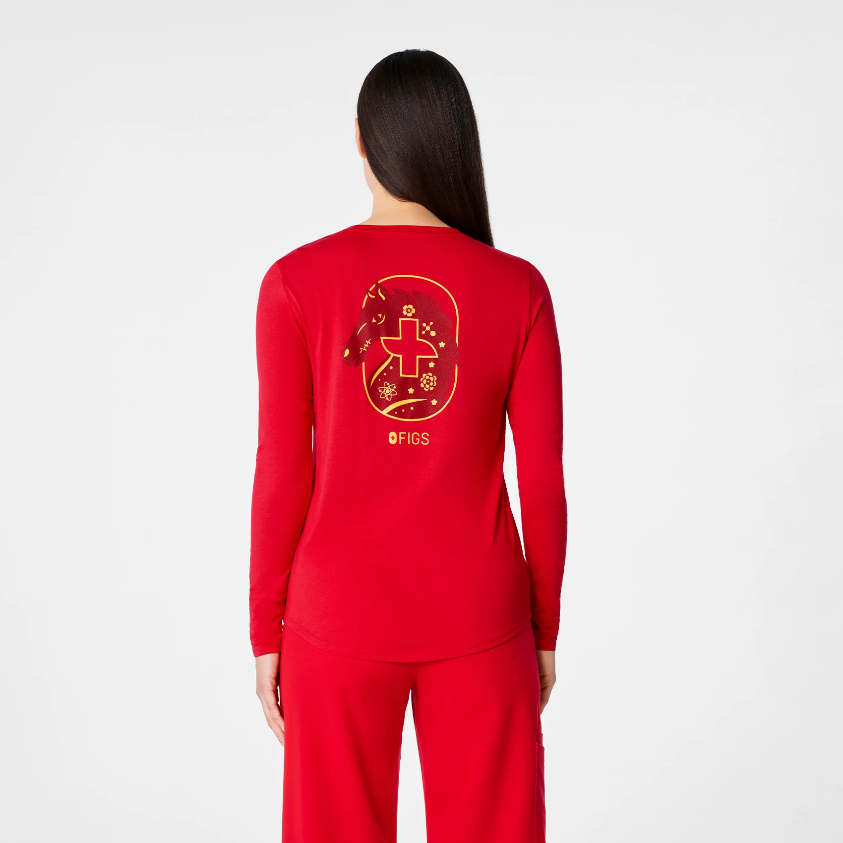 women's Pop Red Luck Looks Good On You Supersoft - Longsleeve Underscrub - Image 6