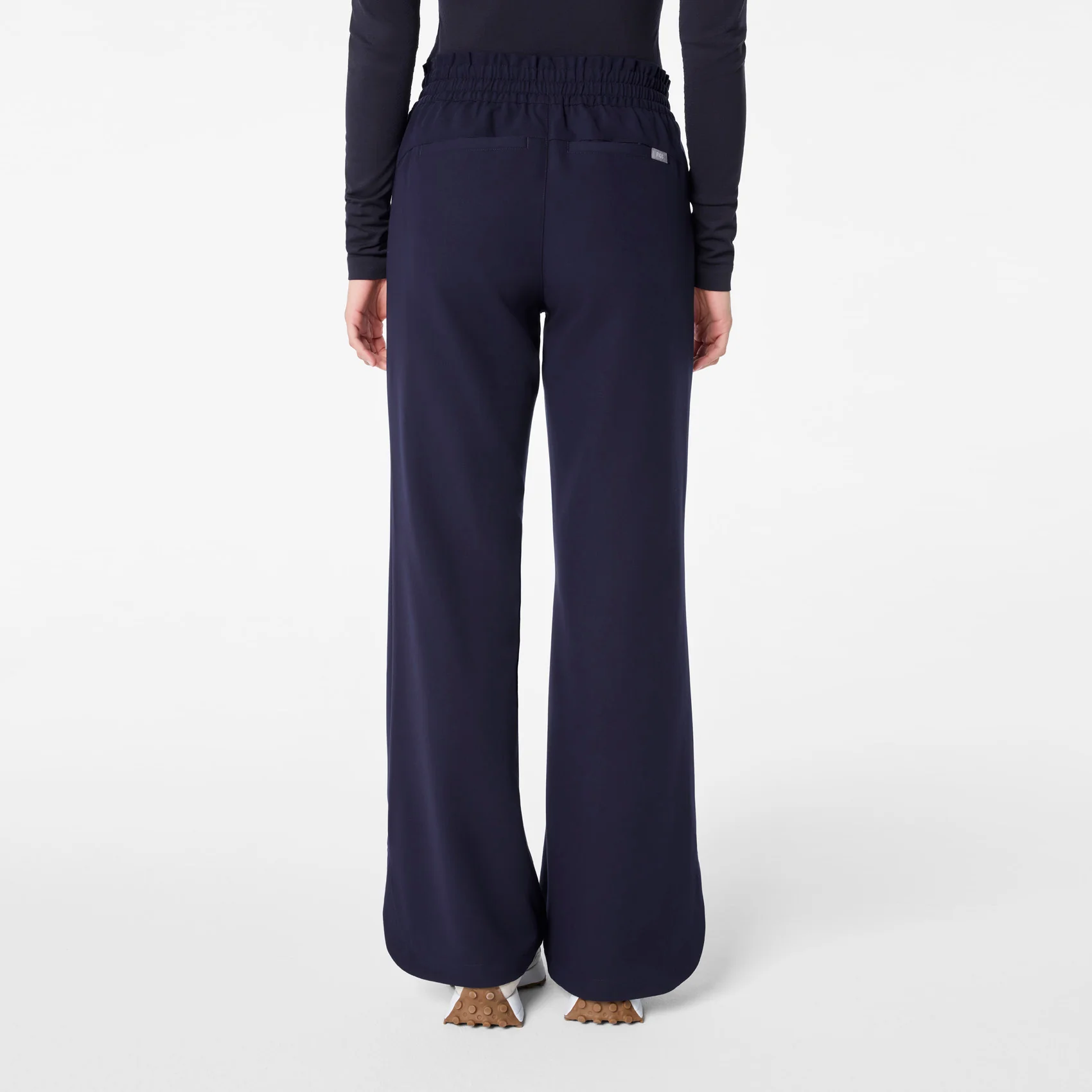 women's Navy Marseille Wide Leg - Petite Scrub Pant - Image 4
