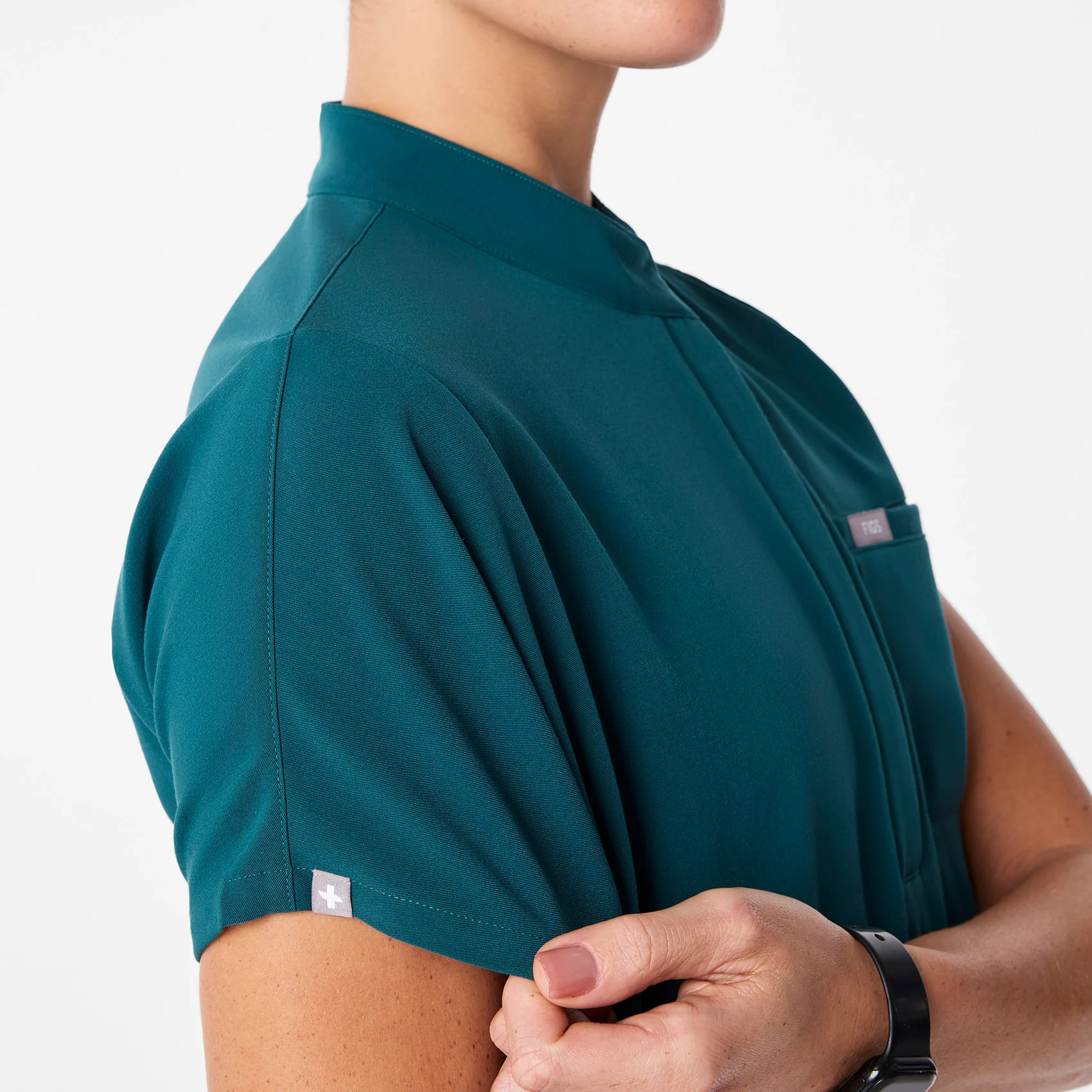 women's Caribbean Blue Montex - Mock Neck Scrub Top - Image 7