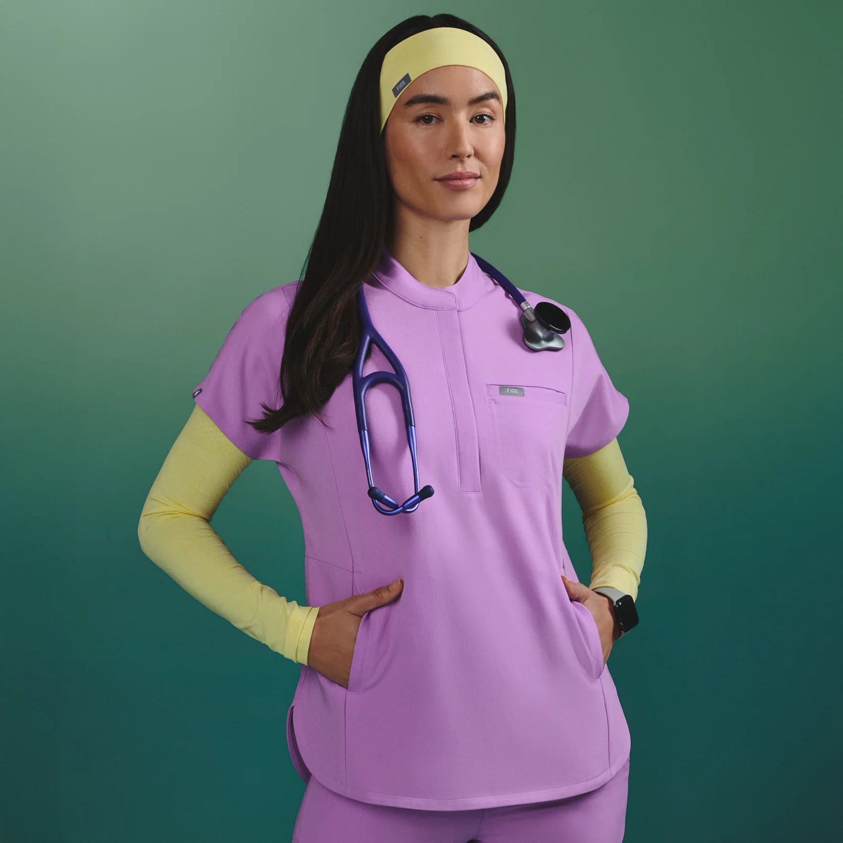 women's Wild Iris Montex - Mock Neck Scrub Top