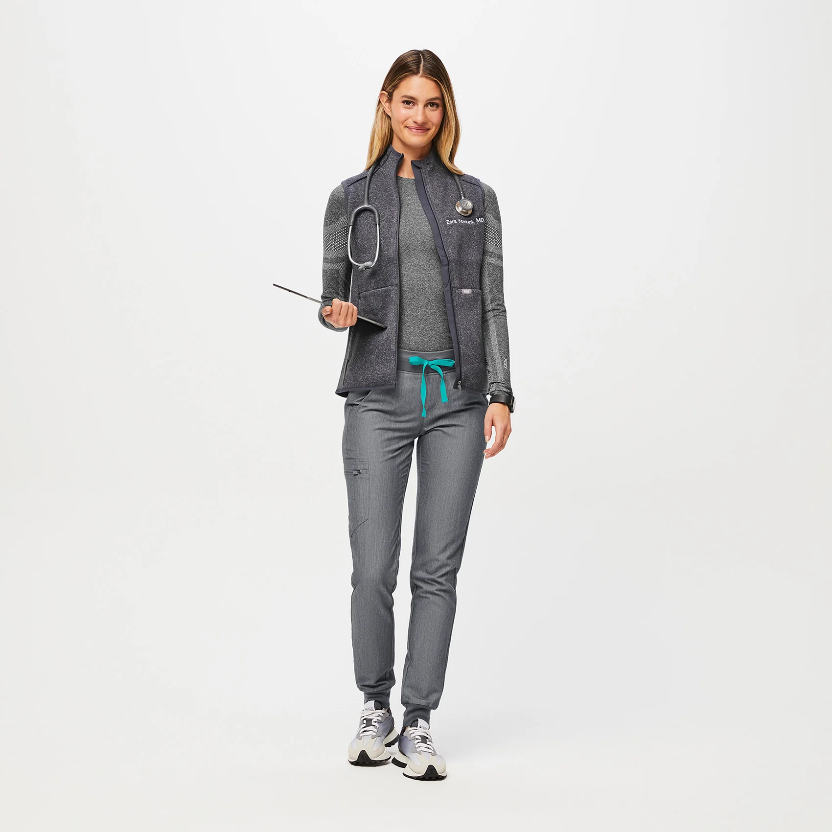 women's Heathered Dark Charcoal On-Shift™ - Sweater Knit Vest - Image 2