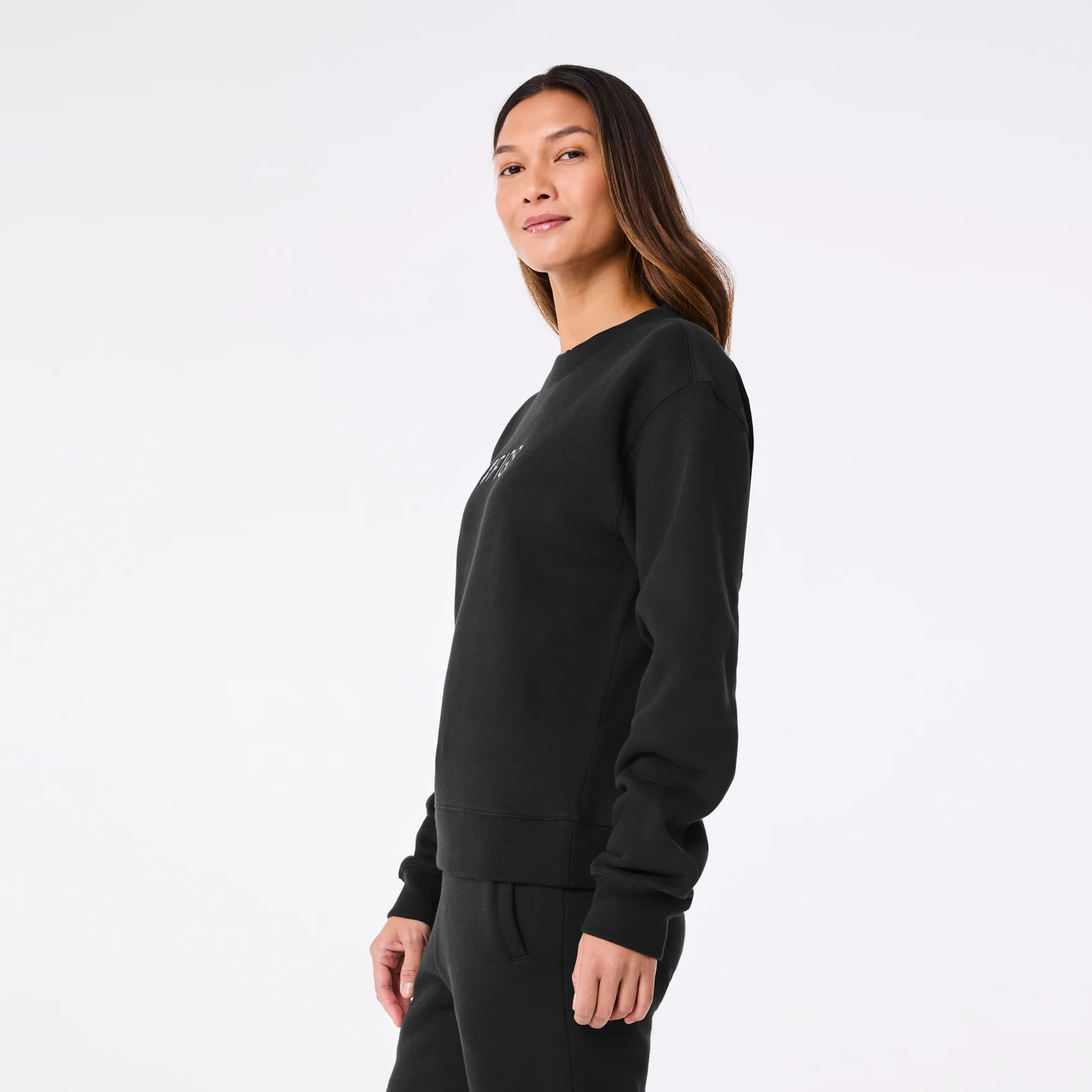 women's Black Off-Shift FIGS Logo - Crewneck Sweatshirt™ - Image 3