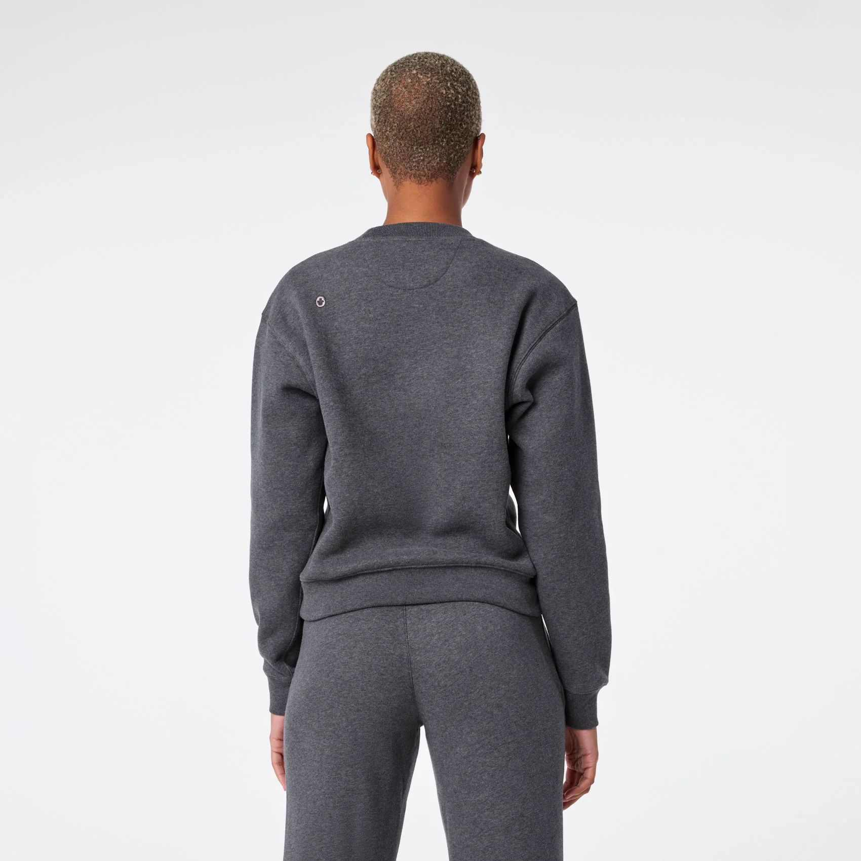 women's Charcoal Heather Grey Off-Shift Relaxed - Crewneck Sweatshirt™ - Image 4
