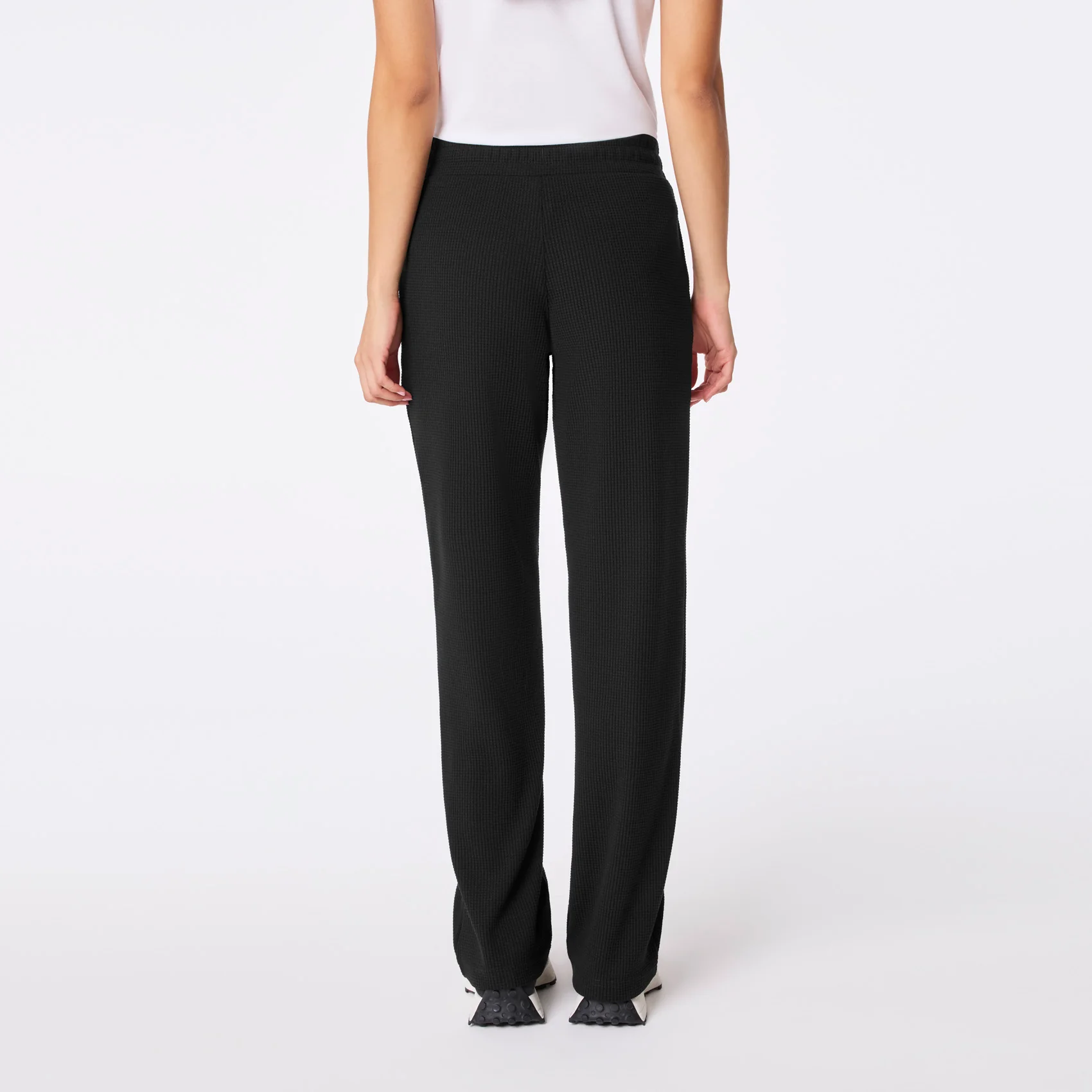 women's Black Off-Shift Waffle Straight Leg Pant™ - Image 4
