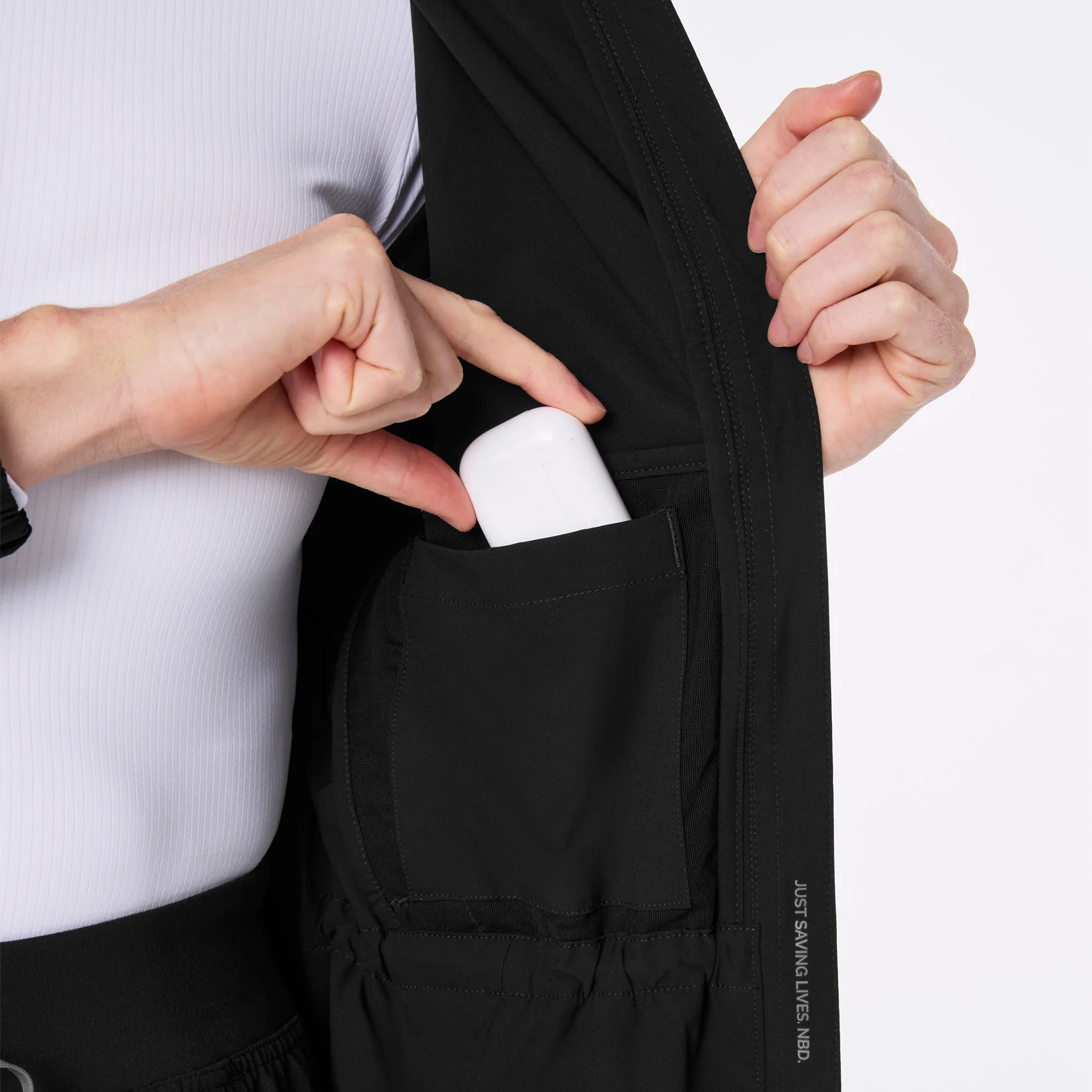 women's Black On-Shift Elizabeth Cinched Scrub Jacket™ - Image 9