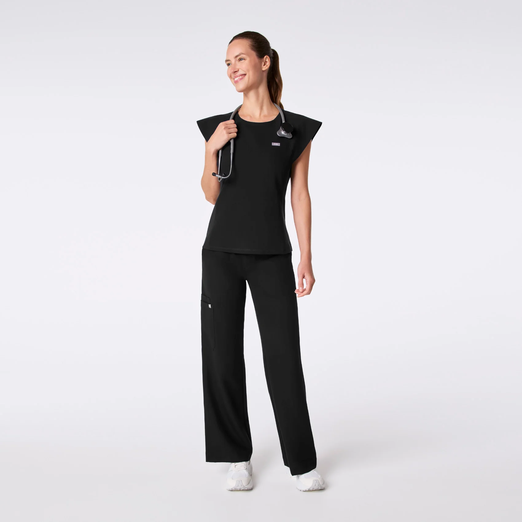 women's Black Orillia Slim Scoop Neck - Scrub Top - Image 2