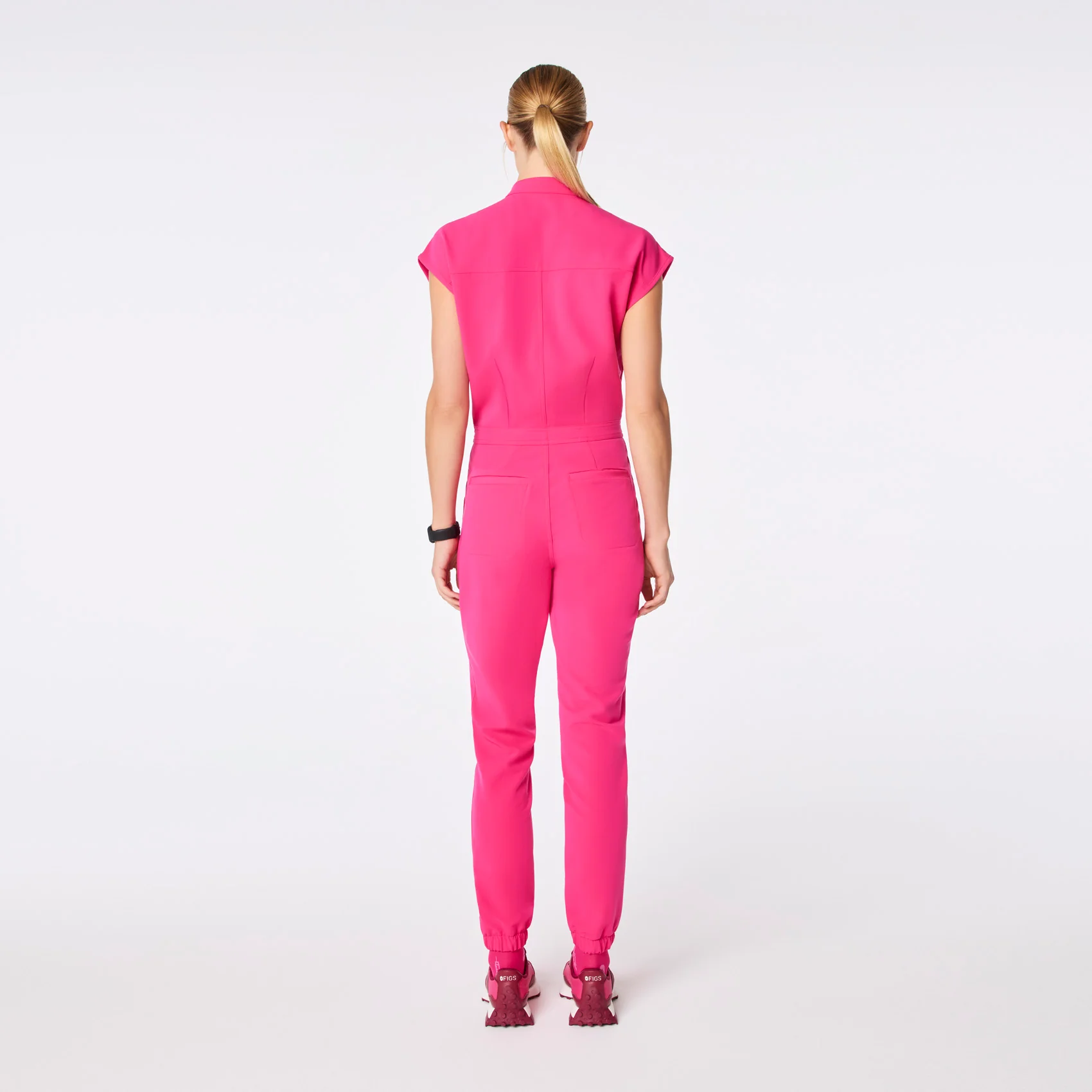women's Shocking Pink Rafaela Cargo - Petite ScrubJumpsuit™ - Image 2