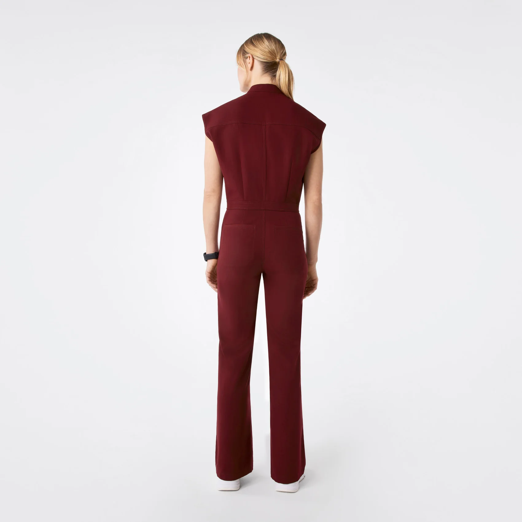 women's Burgundy Rafaela Wide Leg - Petite ScrubJumpsuit™ - Image 2
