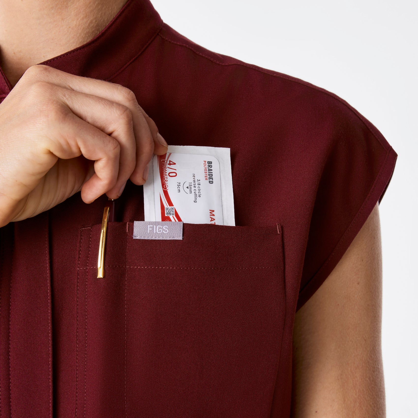 women's Burgundy Rafaela Wide Leg - Petite ScrubJumpsuit™ - Image 5