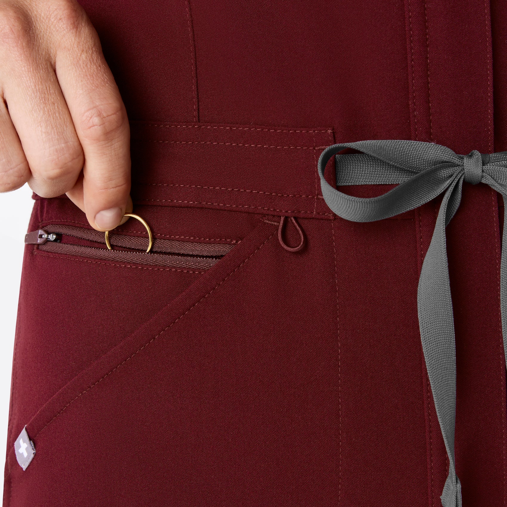 women's Burgundy Rafaela Wide Leg - Petite ScrubJumpsuit™ - Image 7