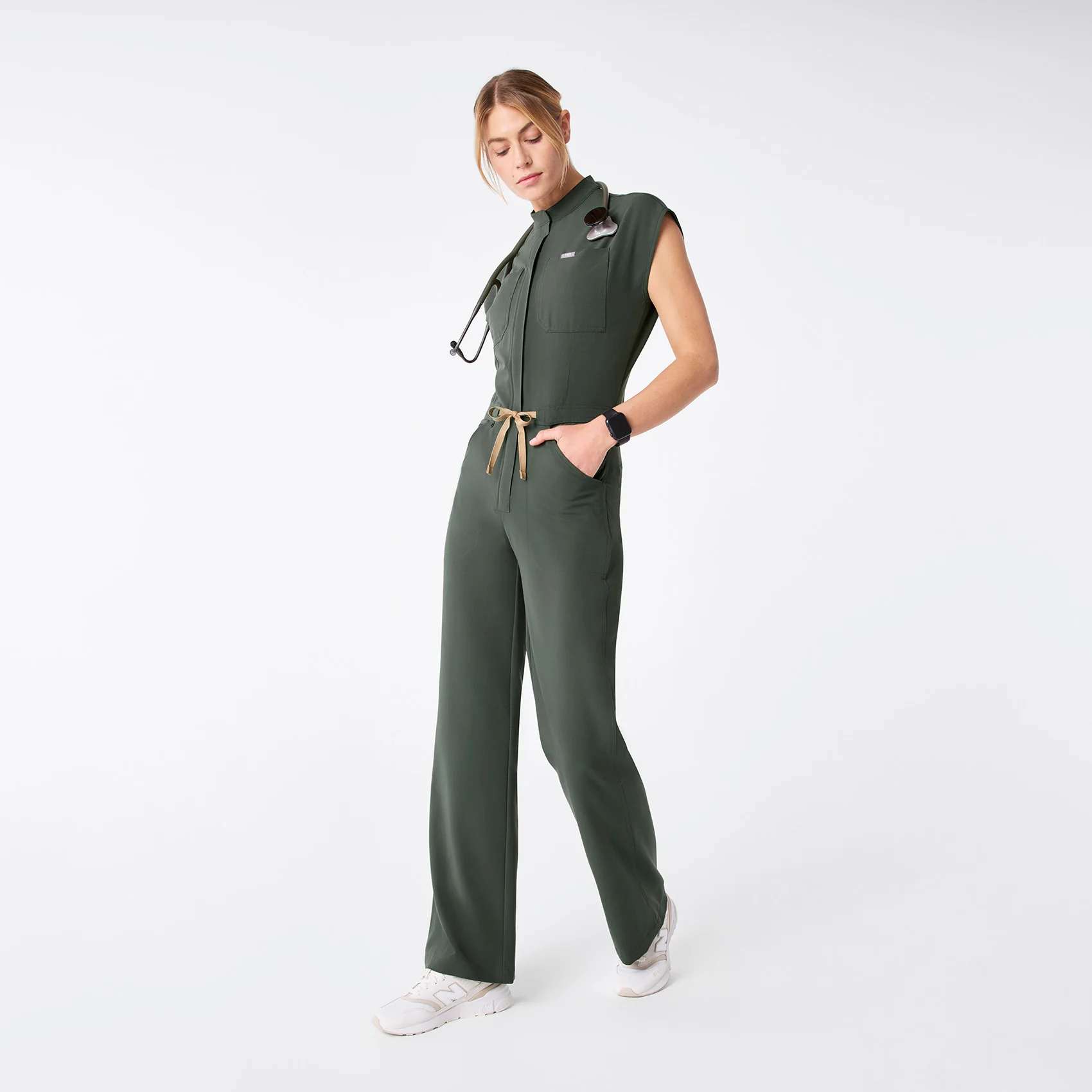 women's Moss Rafaela Wide Leg - Petite ScrubJumpsuit™