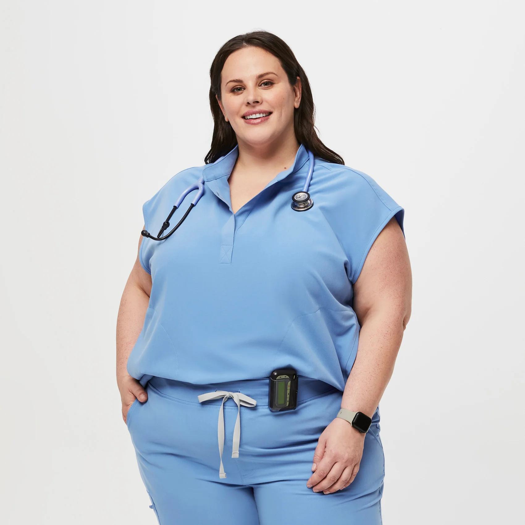 women's Ceil Blue Rafaela™ - Oversized Scrub Top (3XL - 6XL)
