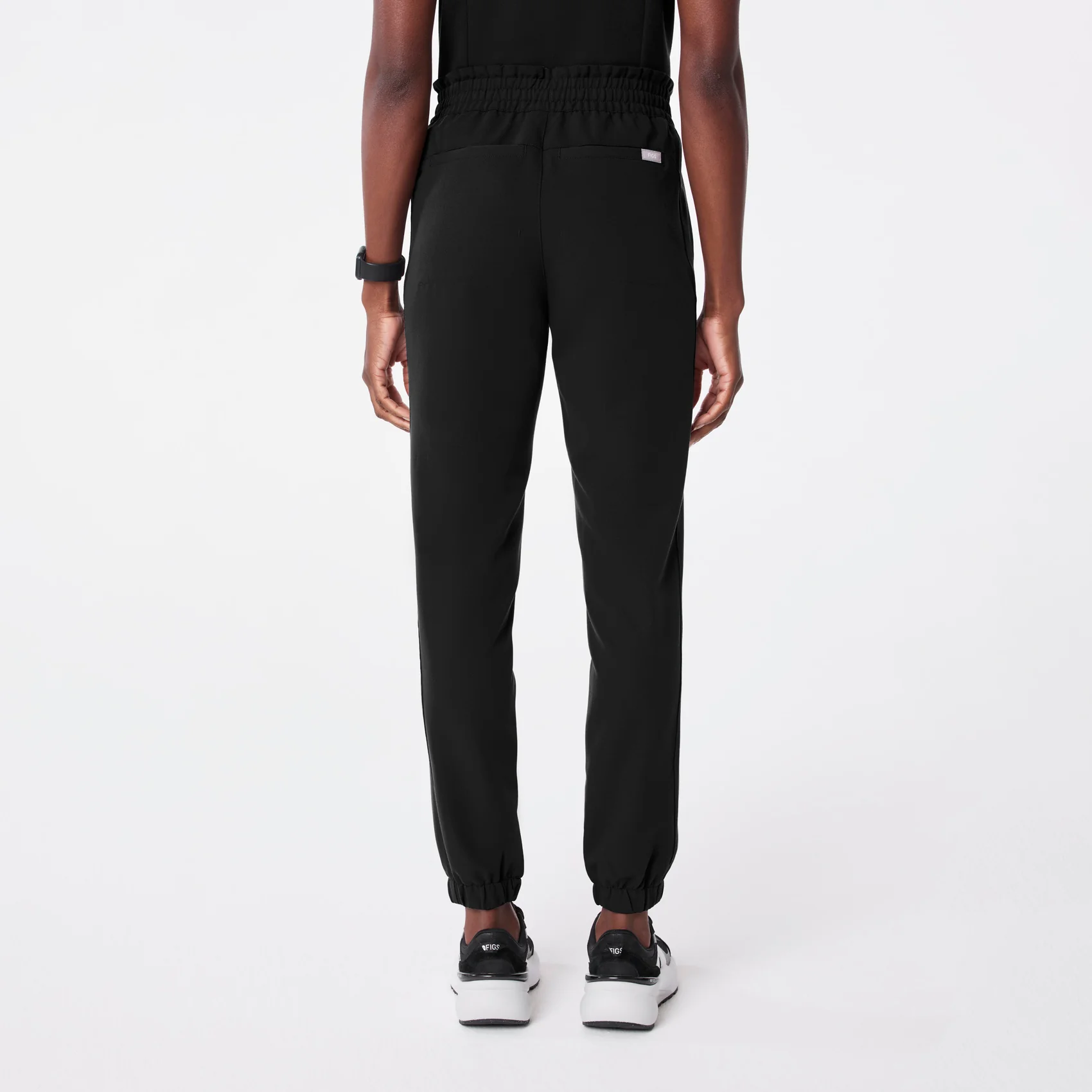 women's Black Regina High Waisted Slim Jogger - Petite Scrub Pant - Image 4