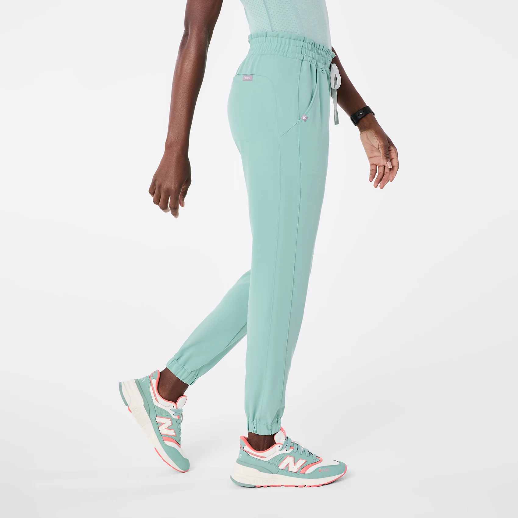 women's Seaglass Regina High Waisted Slim Jogger - Petite Scrub Pant - Image 3