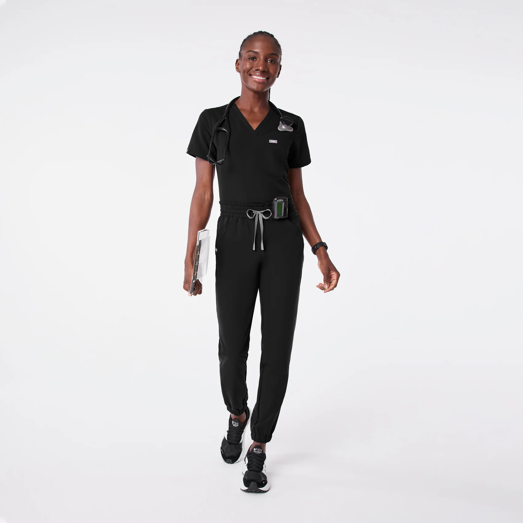 women's Black Regina High Waisted Slim Jogger - Tall Scrub Pant - Image 2