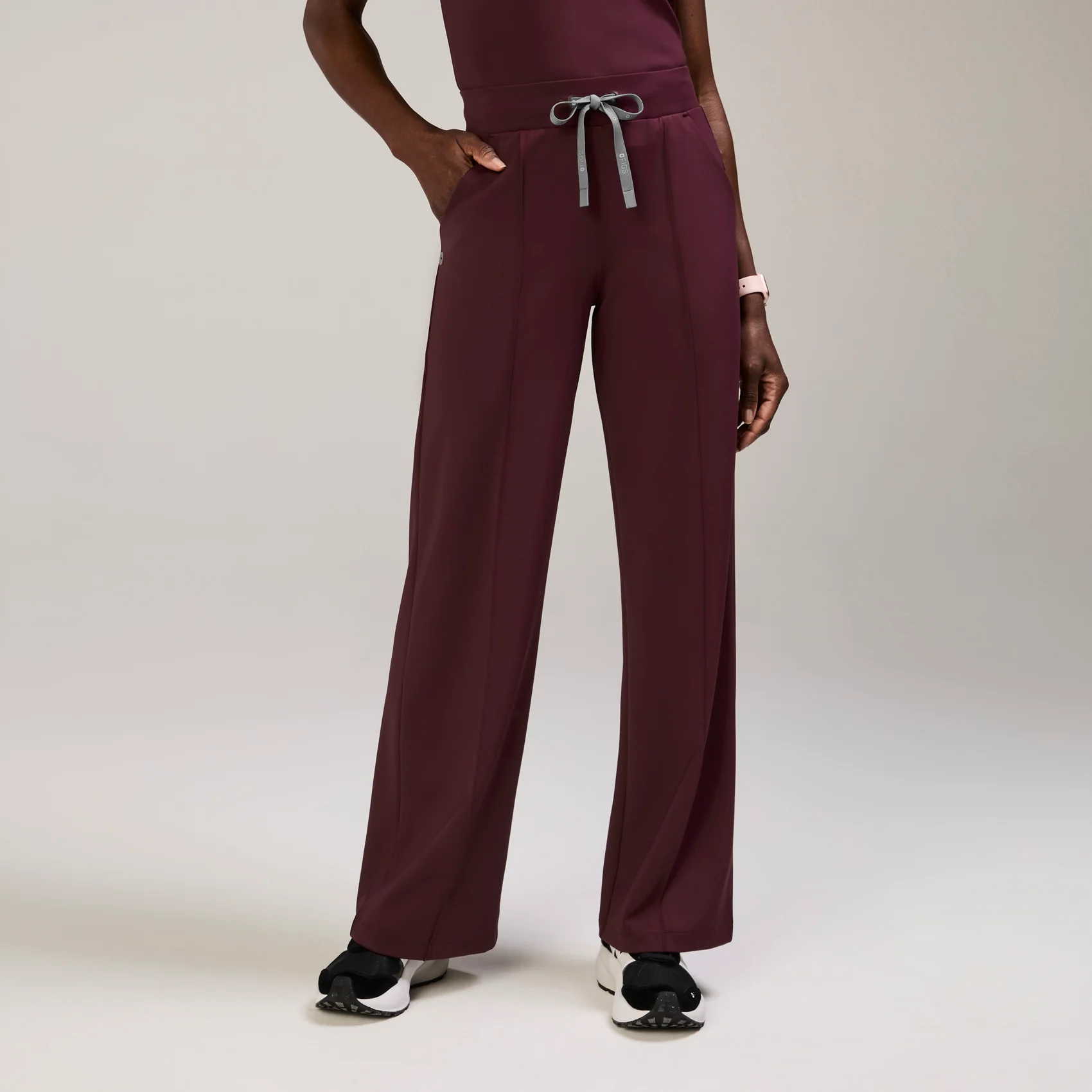 women's Burgundy High Waisted Salina FORMx Wide Leg - Petite Scrub Pant™
