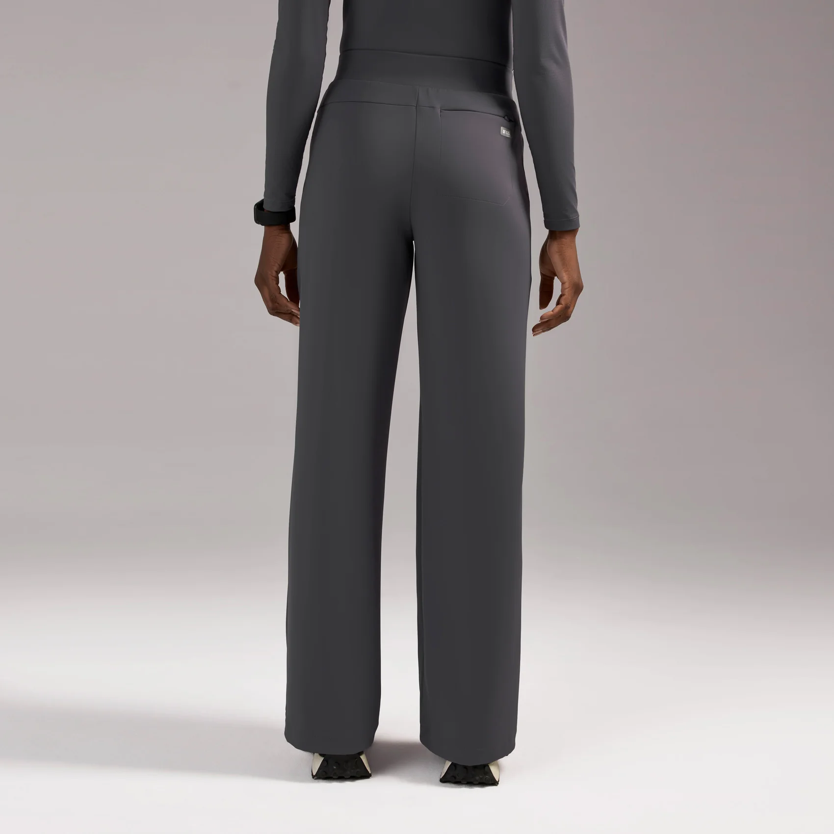 women's Charcoal High Waisted Salina FORMx Wide Leg - Scrub Pant™ - Image 4