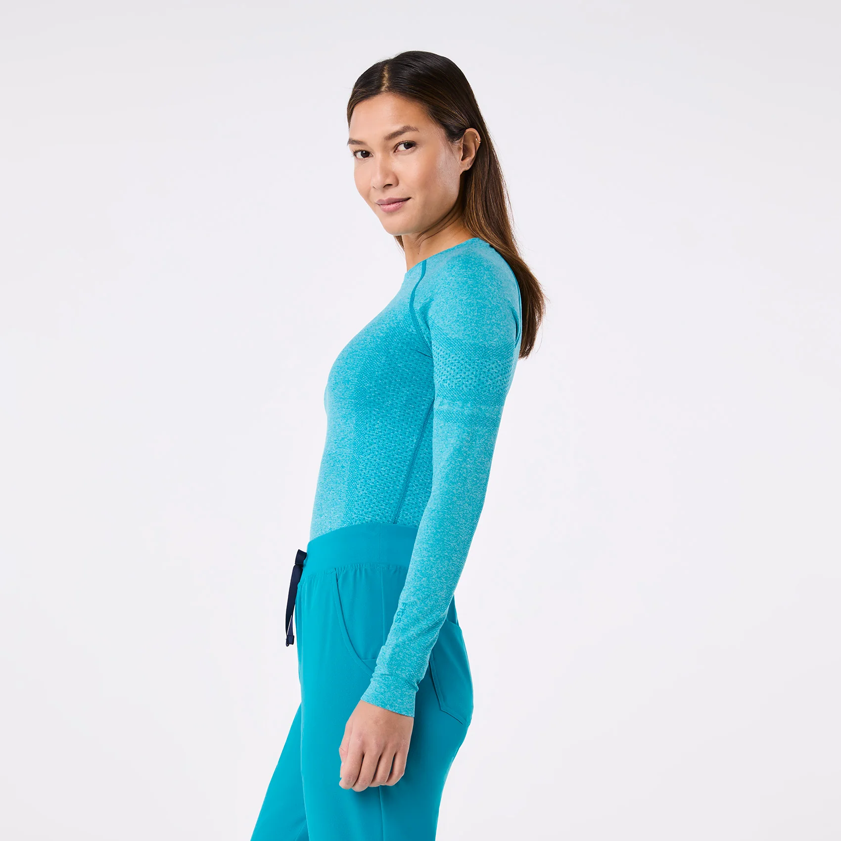 women's Teal Salta Seamless - Longsleeve Underscrub - Image 3
