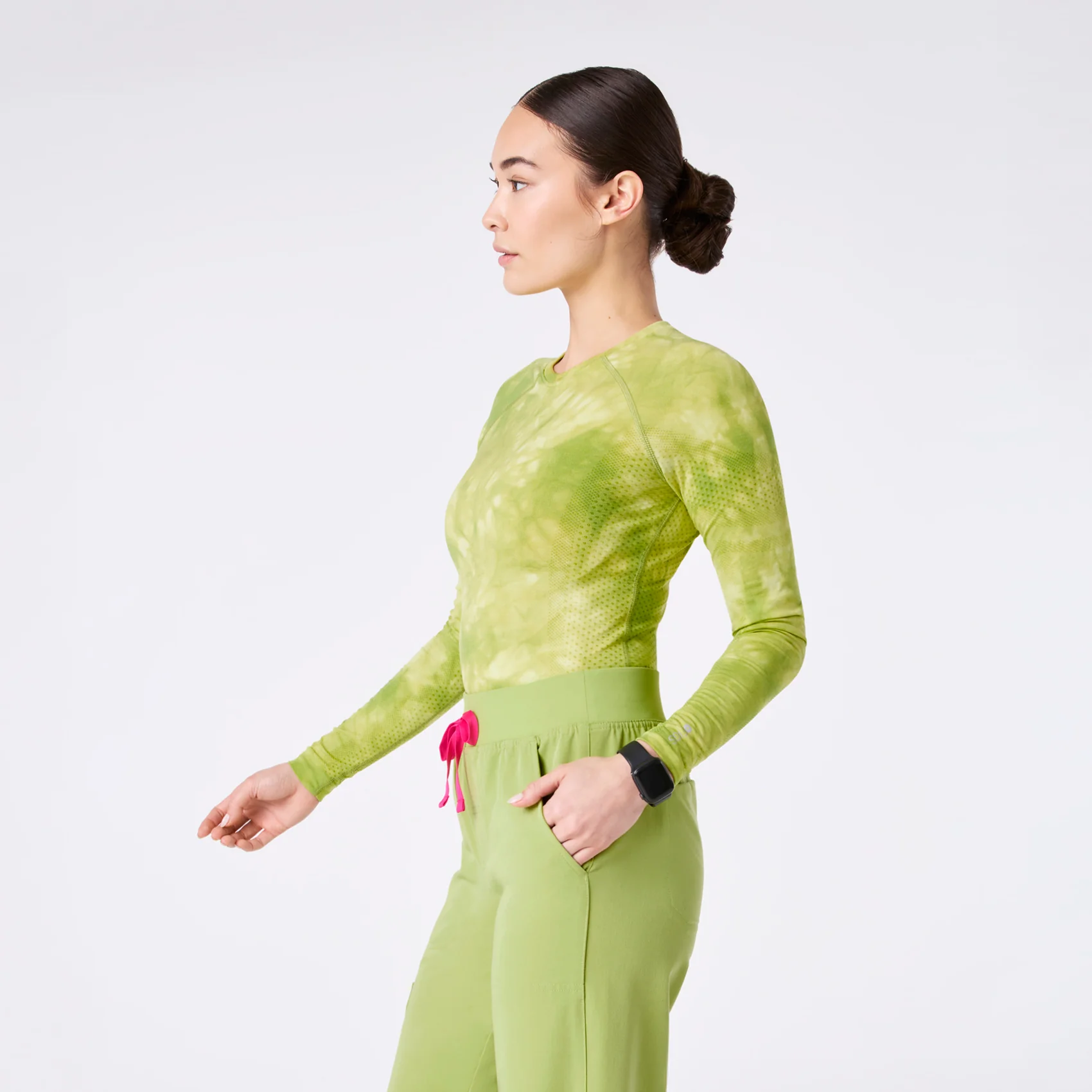women's Tie Dye Matcha Salta Seamless - Longsleeve Underscrub - Image 3