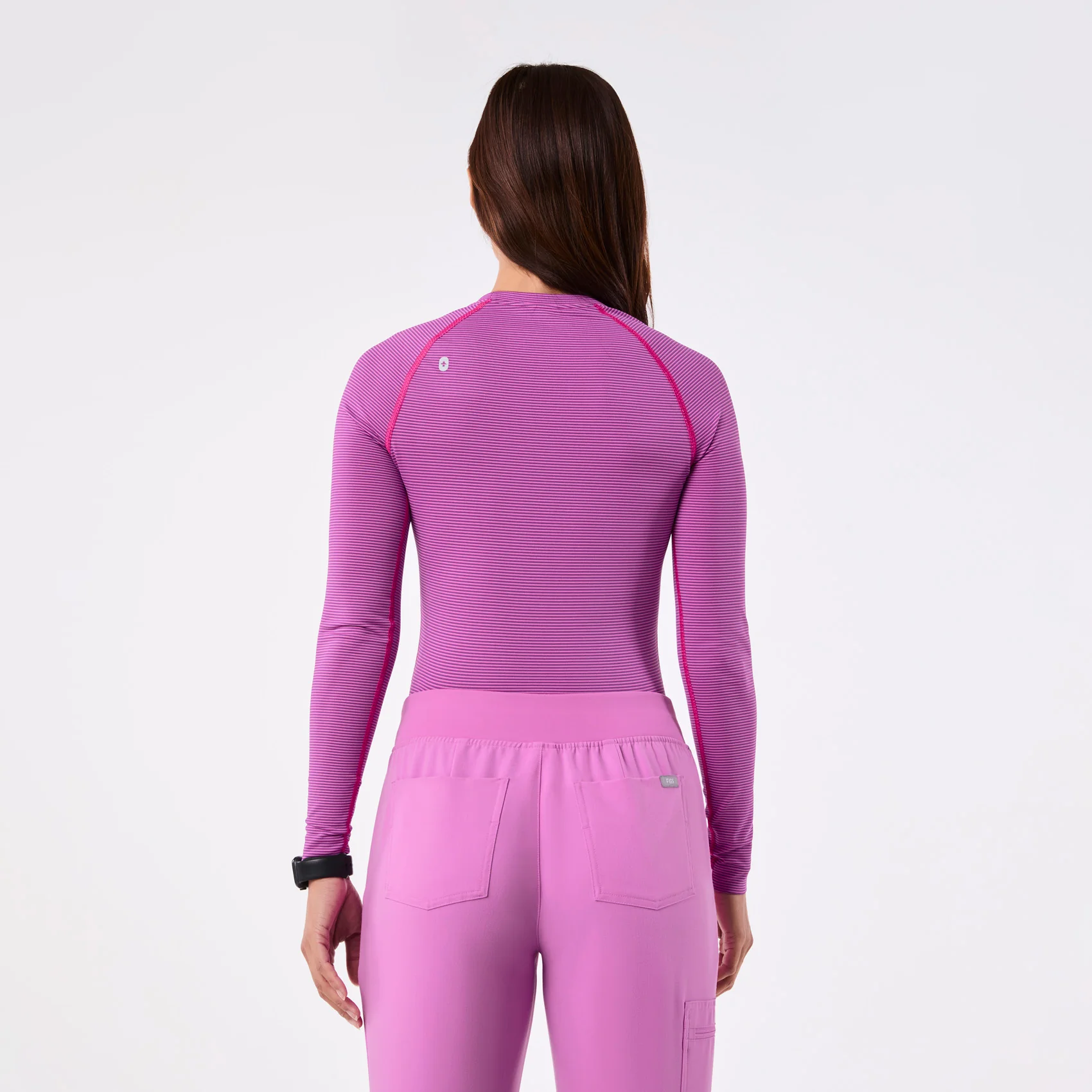 women's Stripe Dark Pink Cloud Salta Seamless - Longsleeve Underscrub - Image 4