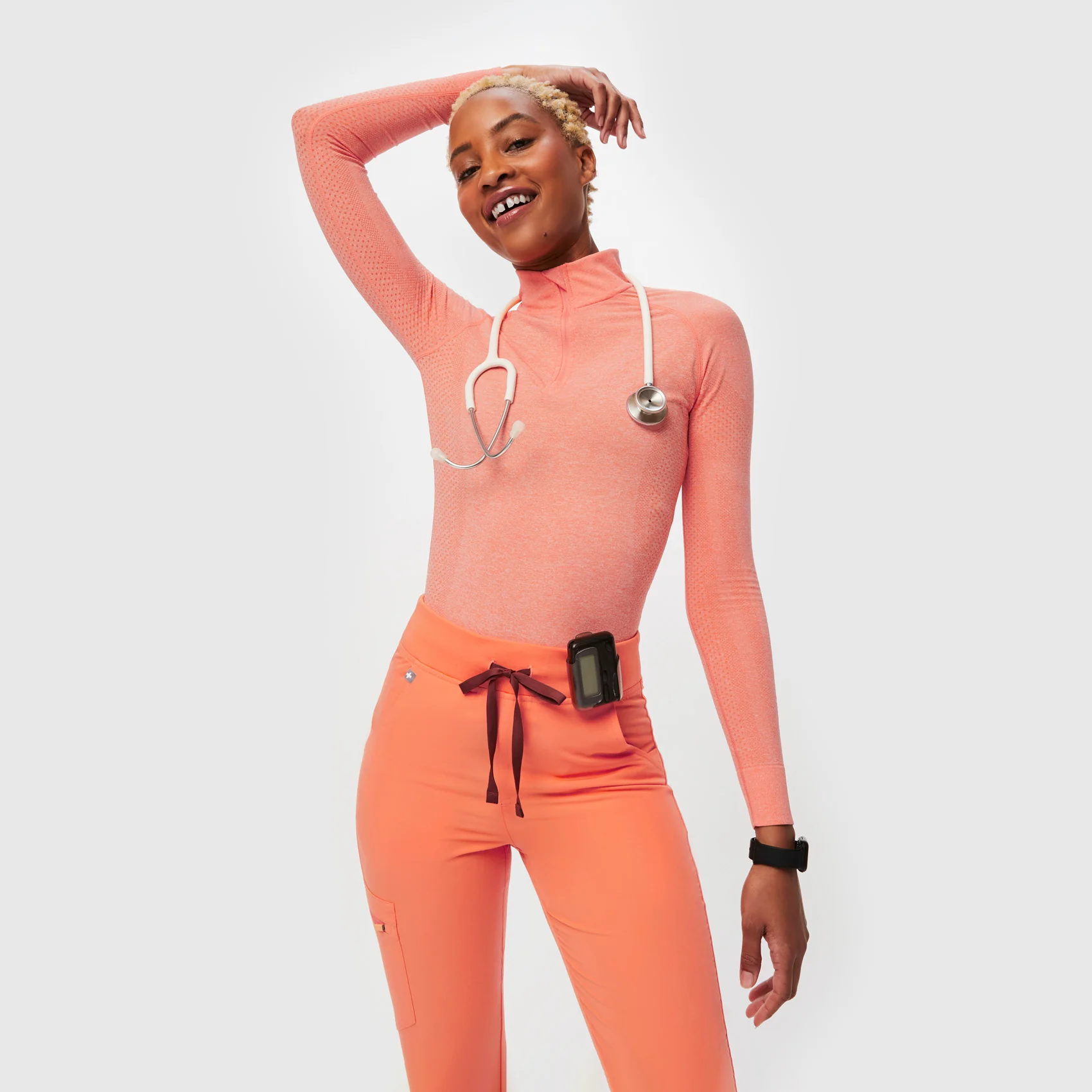 women's Heather Papaya Salta Seamless - ¼ Zip - Image 7