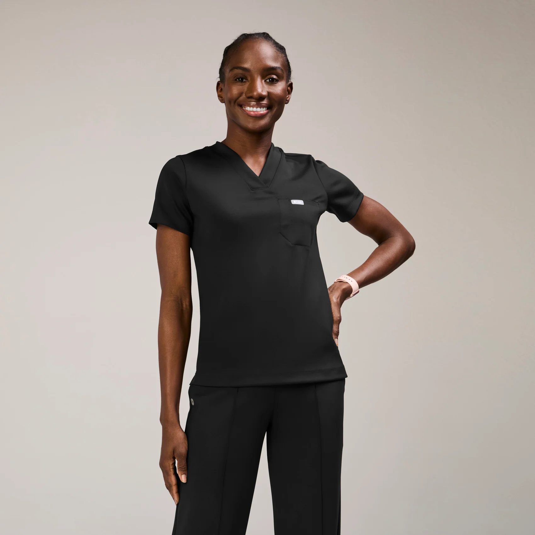 women's Black Sona FORMx Slim V-Neck - Scrub Top™