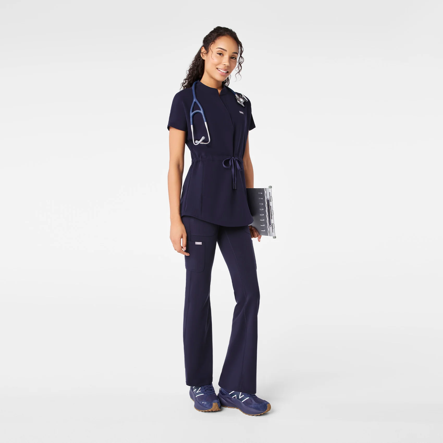 women's Navy Soria - Henley Tunic Scrub Top - Image 3