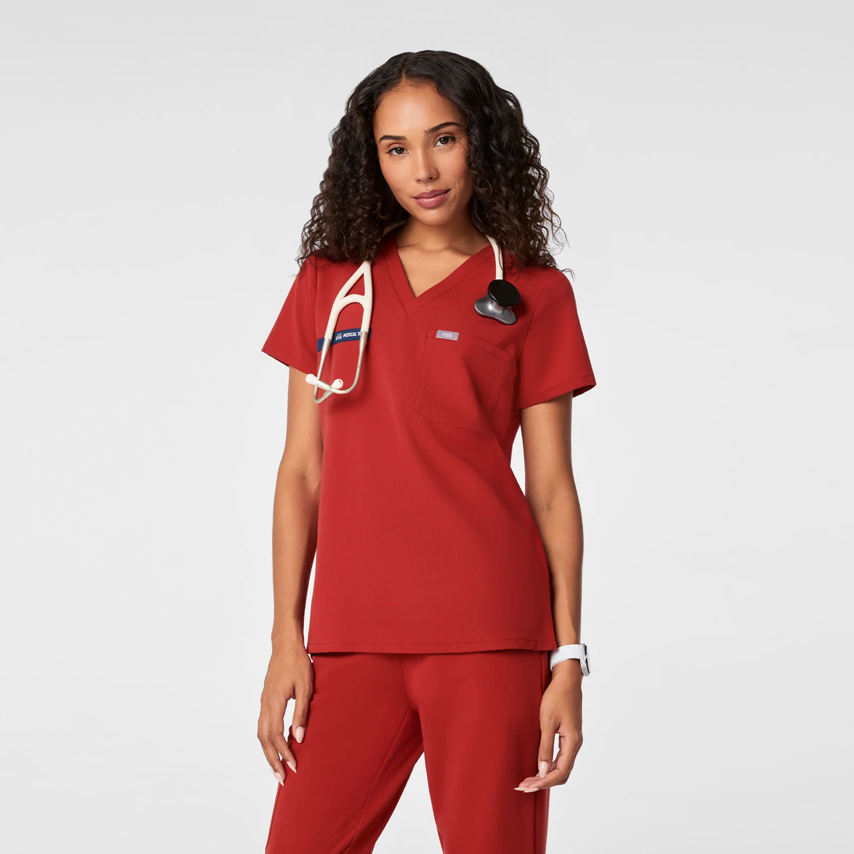 women's Team USA Red FIGS x Team USA Catarina - One-Pocket Scrub Top™