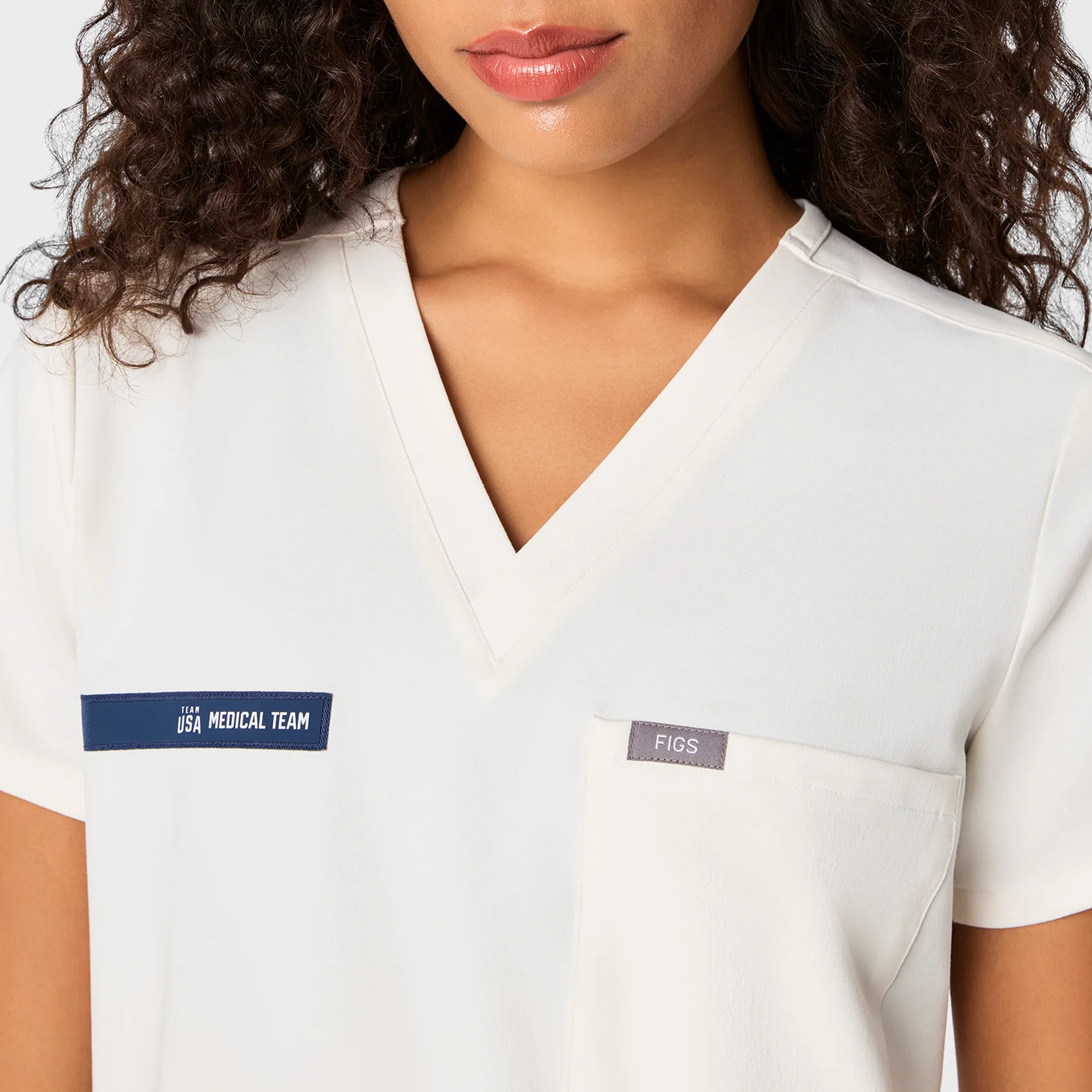 women's Off White FIGS x Team USA Catarina Petite - One-Pocket Scrub Top™ - Image 6