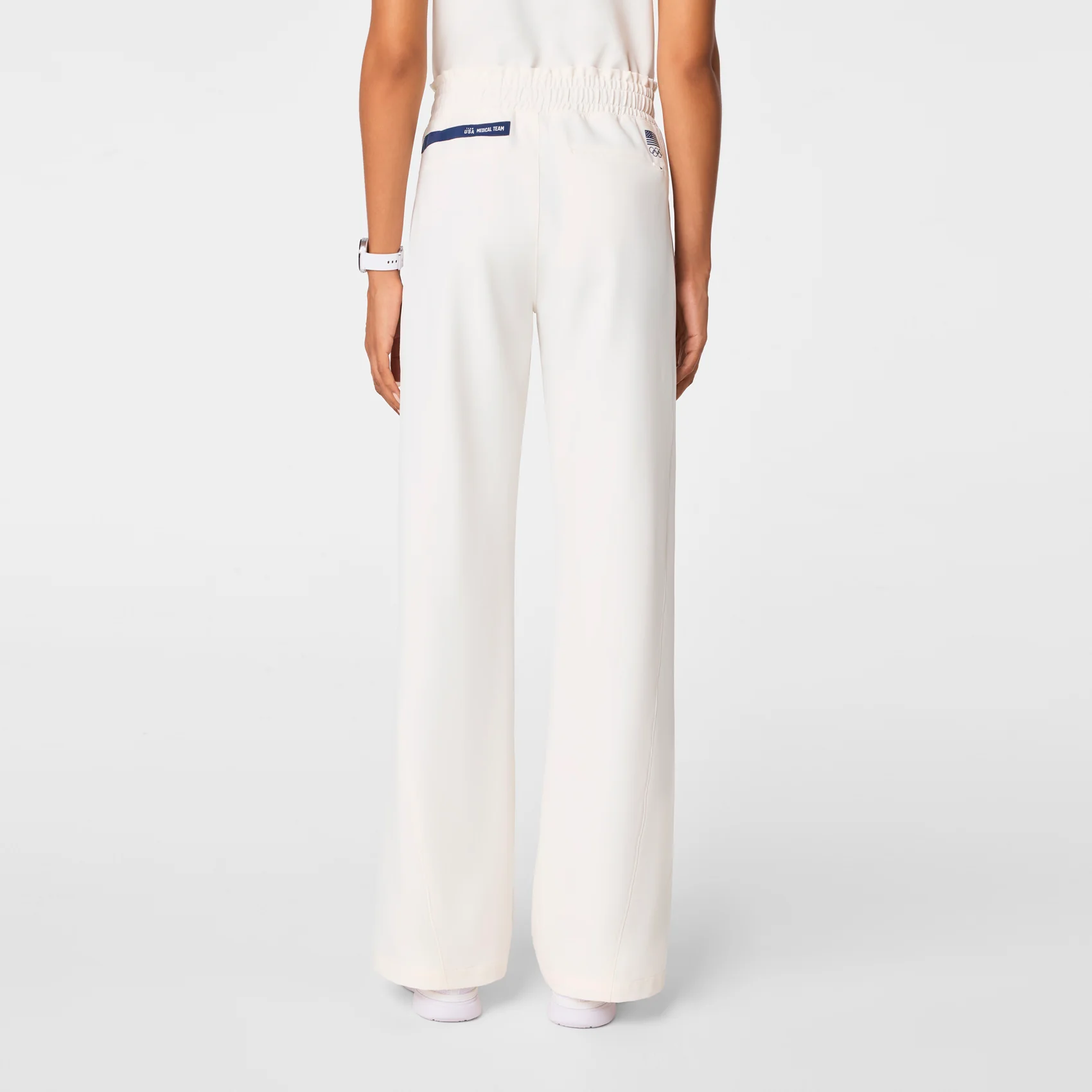 women's Off White FIGS x Team USA High Waisted FIBREx Wide Leg - Petite Scrub Pant - Image 4