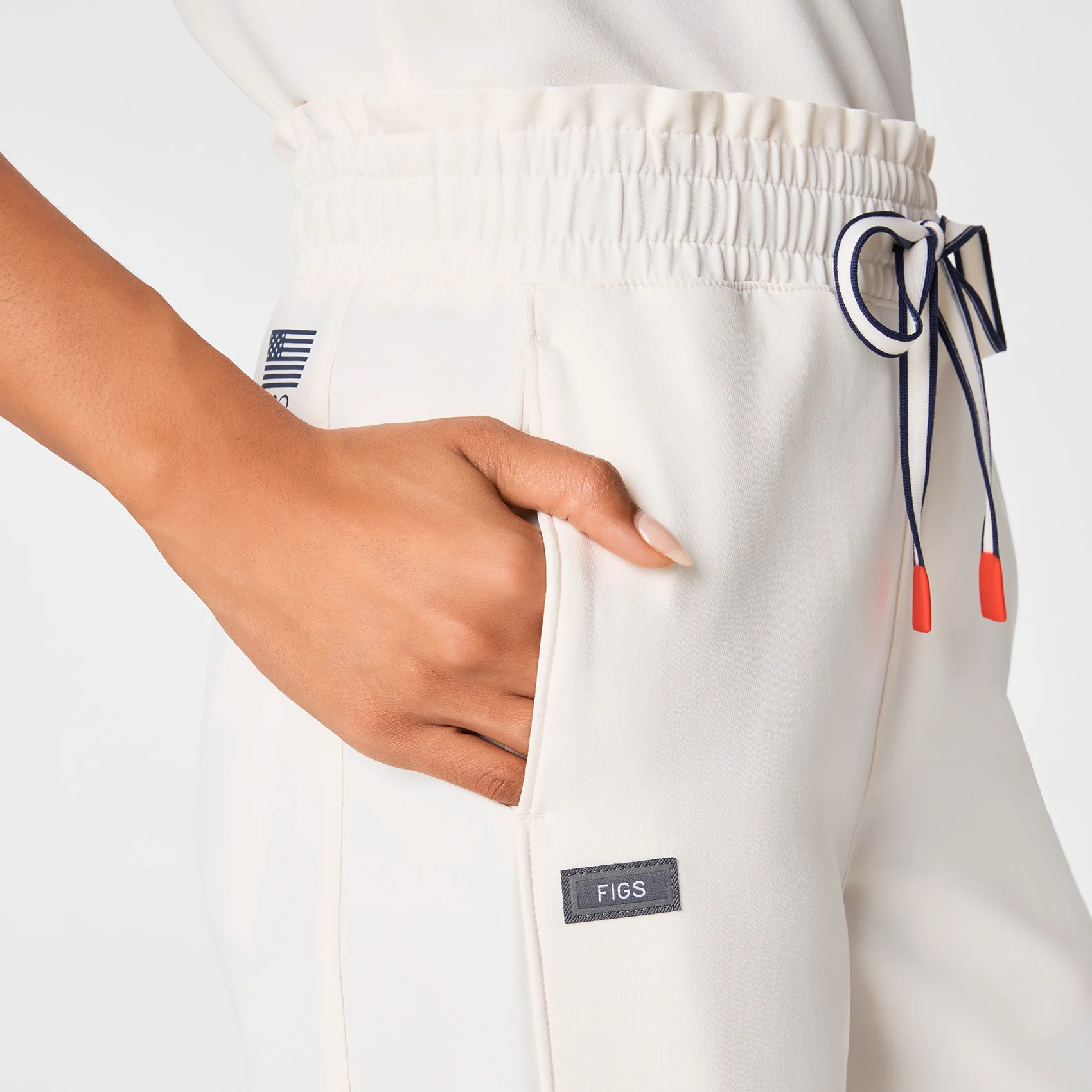 women's Off White FIGS x Team USA High Waisted FIBREx Wide Leg - Petite Scrub Pant - Image 8