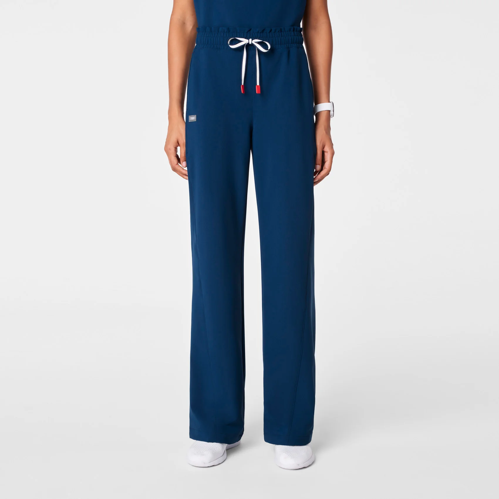 women's Team USA Blue FIGS x Team USA High Waisted FIBREx Wide Leg - Petite Scrub Pant