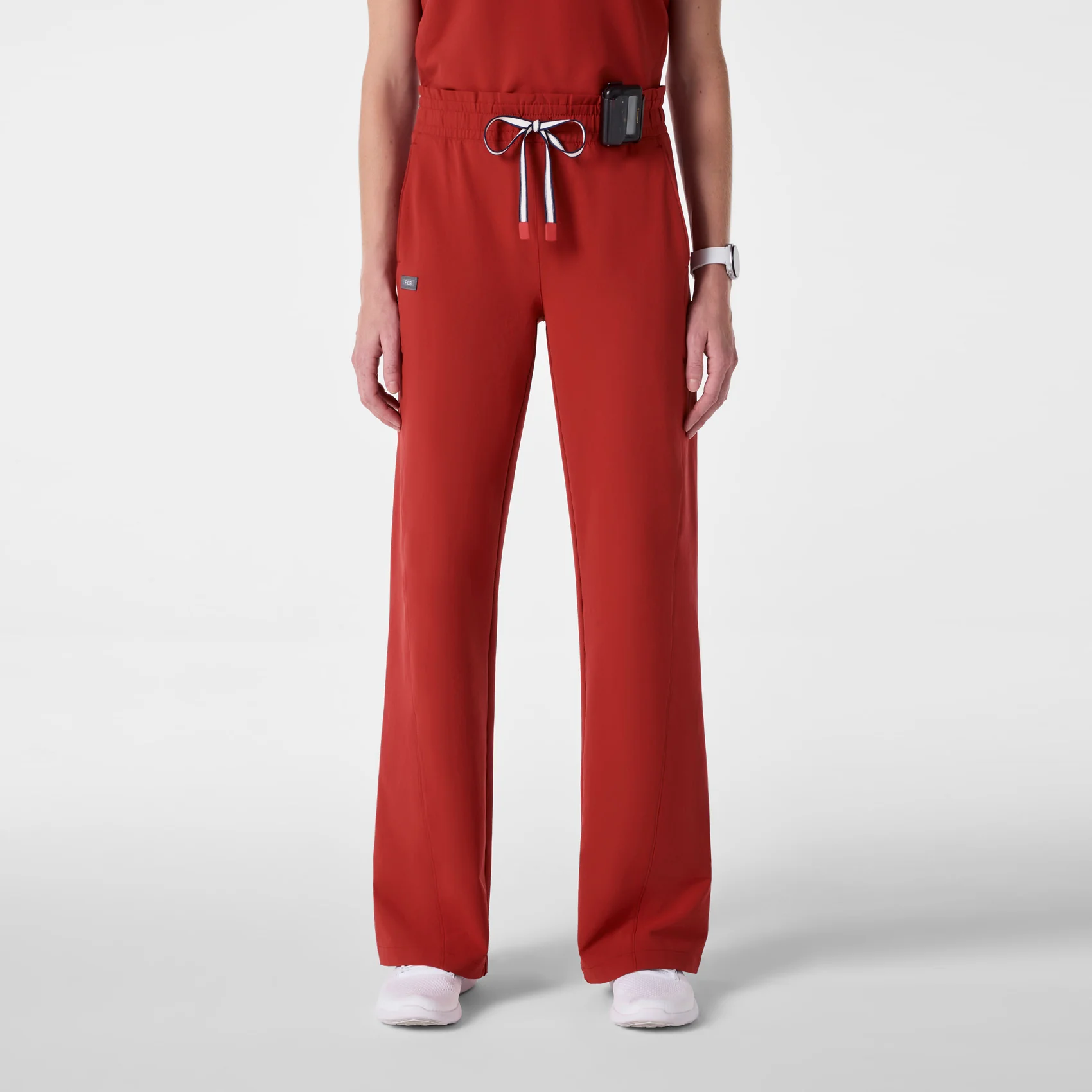 women's Team USA Red FIGS x Team USA High Waisted FIBREx Wide Leg - Petite Scrub Pant