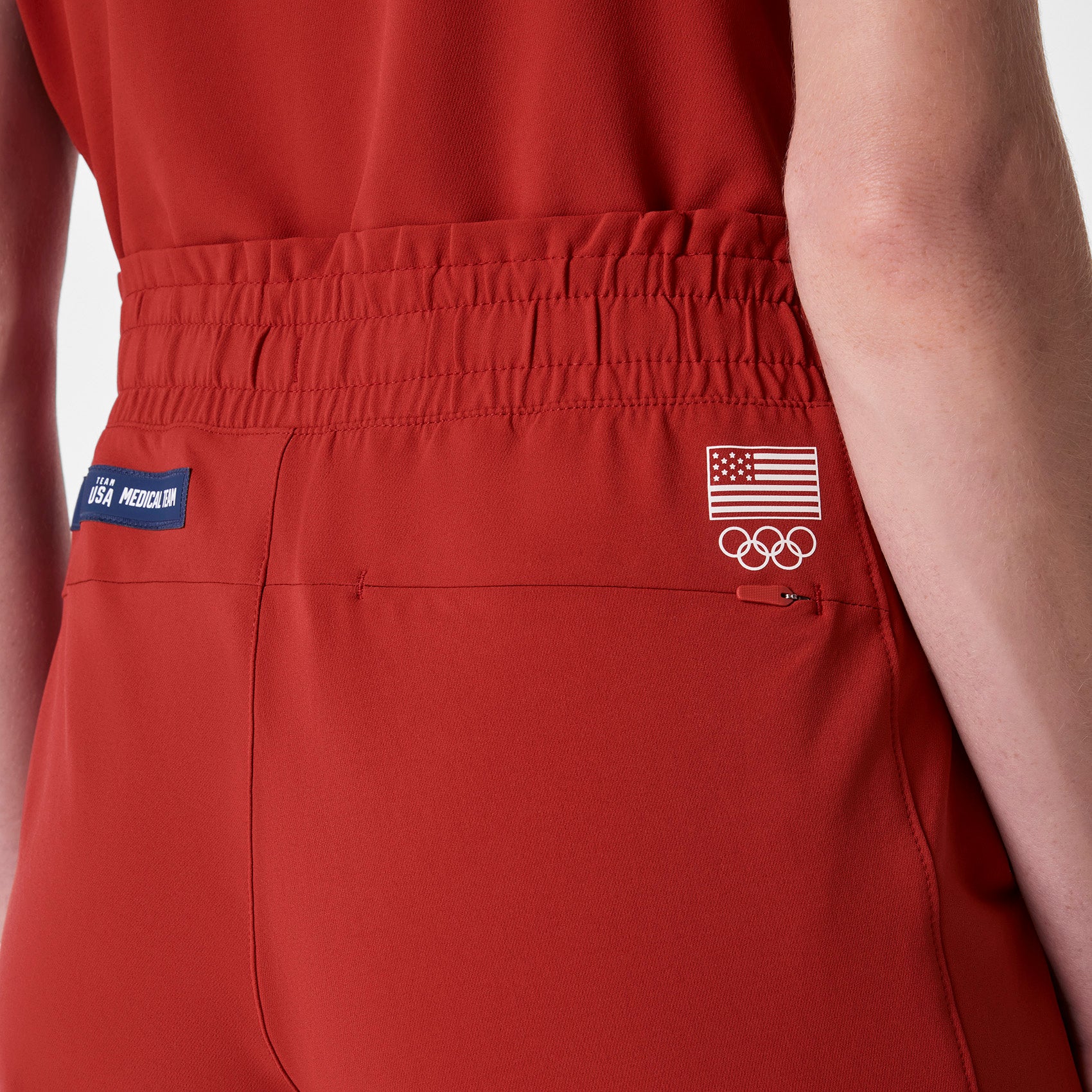 women's Team USA Red FIGS x Team USA High Waisted FIBREx Wide Leg - Petite Scrub Pant - Image 6