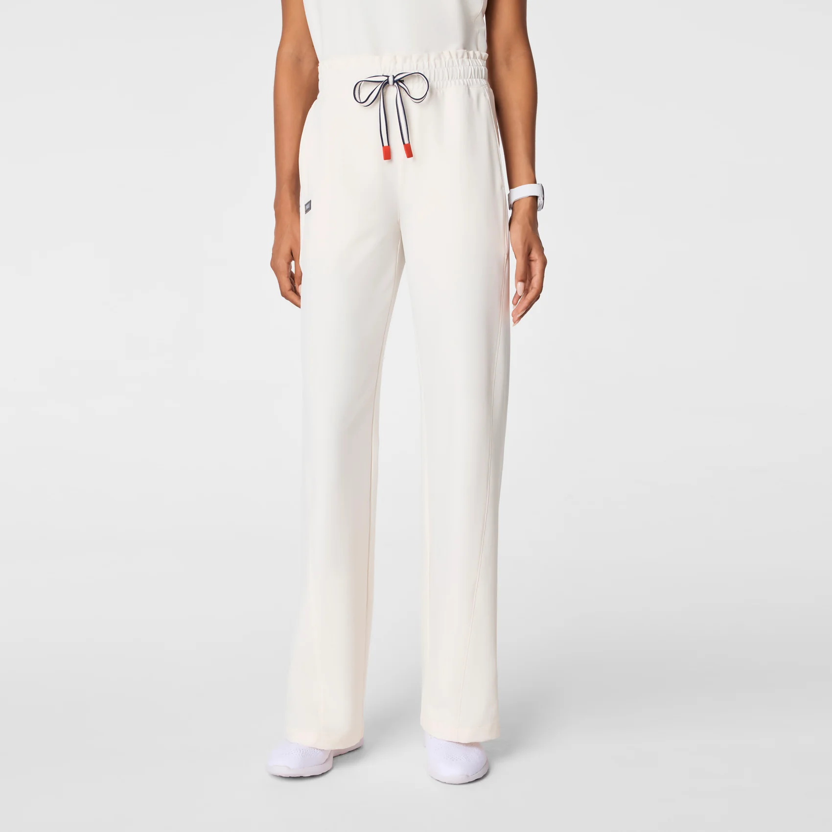 women's Off White FIGS x Team USA High Waisted FIBREx Wide Leg - Scrub Pant