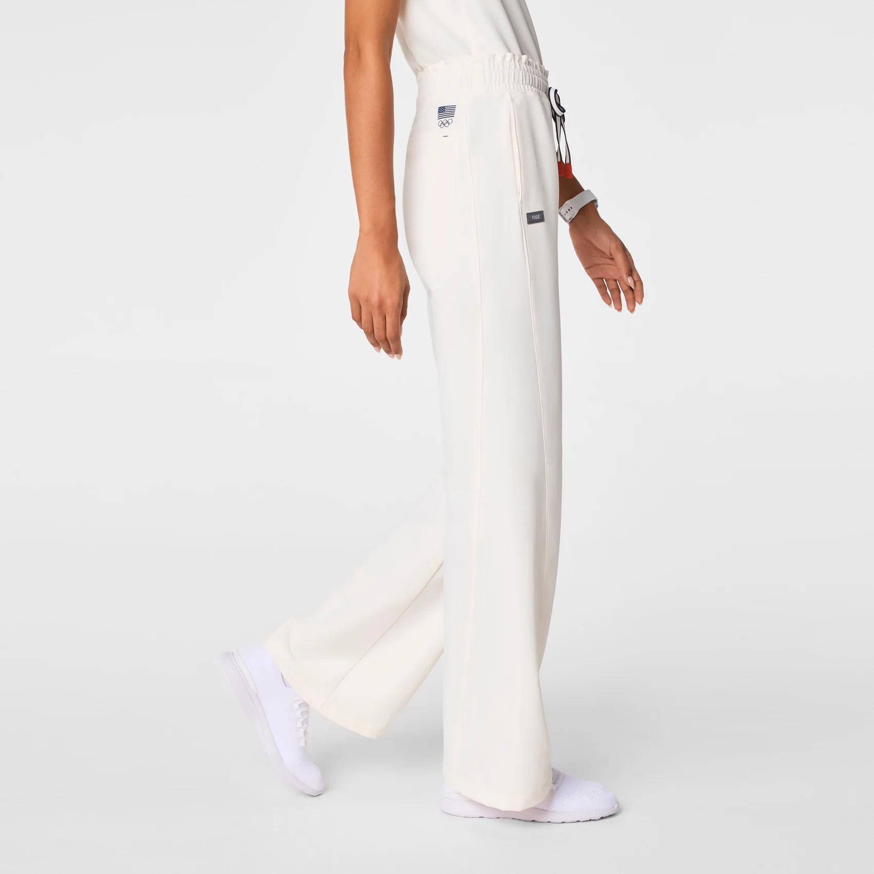 women's Off White FIGS x Team USA High Waisted FIBREx Wide Leg - Scrub Pant - Image 3