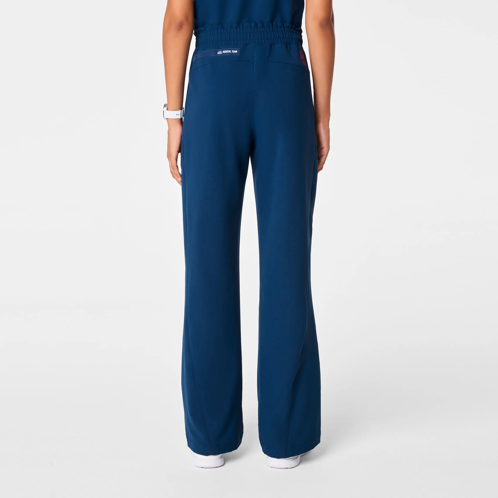 women's Team USA Blue FIGS x Team USA High Waisted FIBREx Wide Leg - Scrub Pant - Image 4