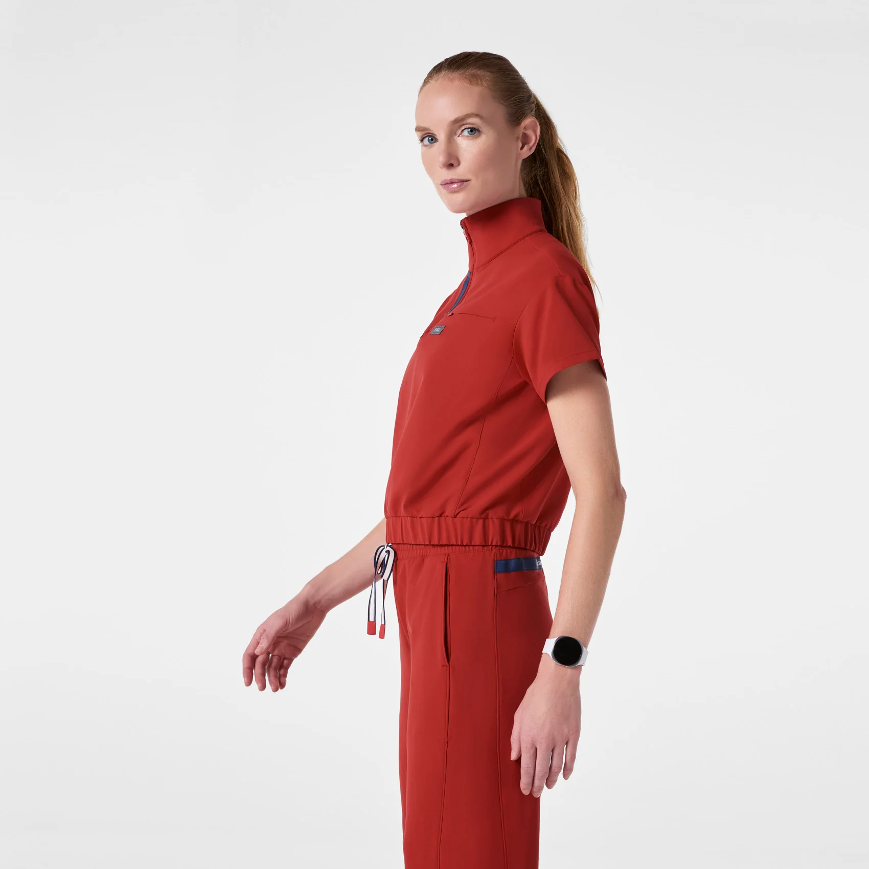 women's Team USA Red FIGS x Team USA FIBREx Mock Neck - Scrub Top - Image 3