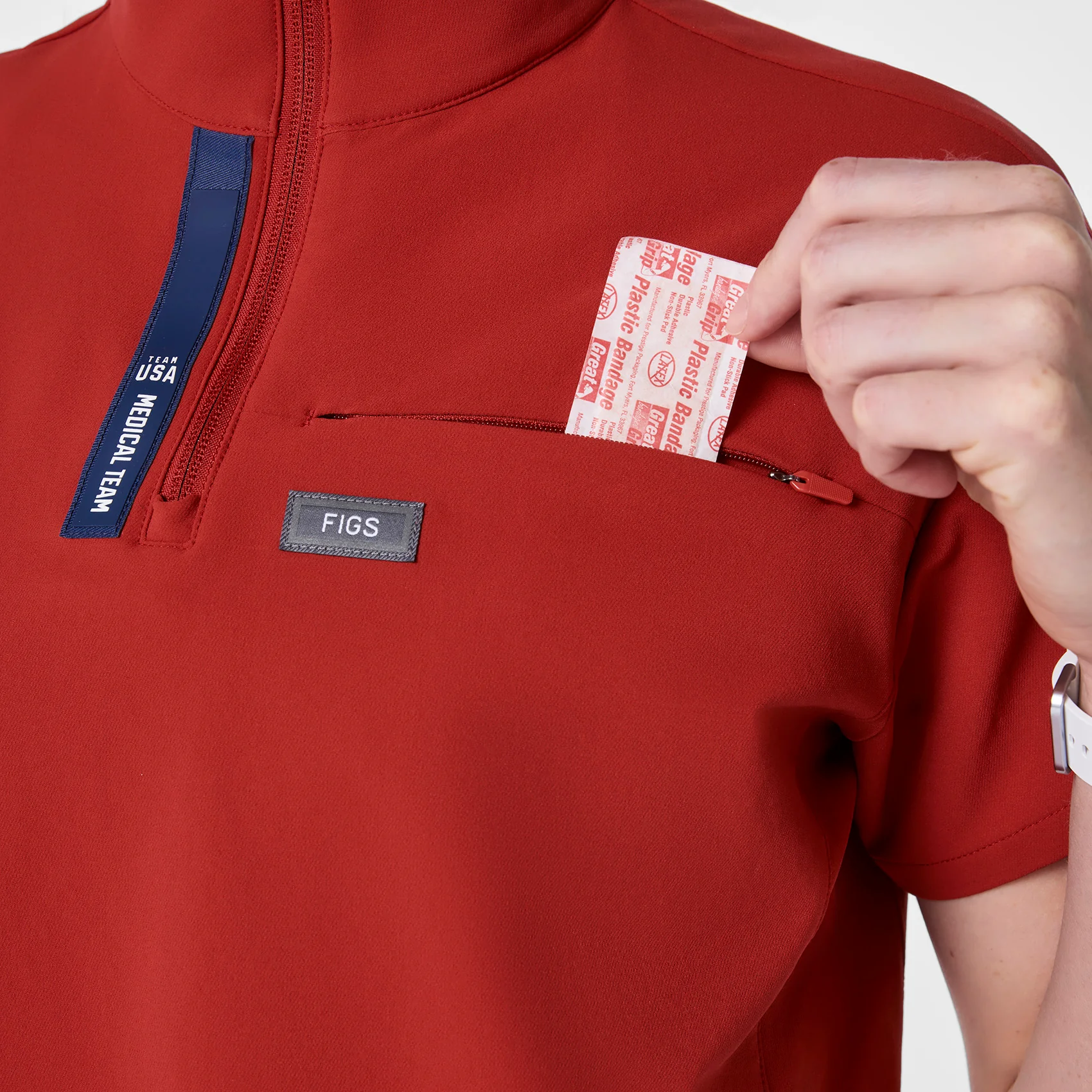 women's Team USA Red FIGS x Team USA FIBREx Mock Neck - Scrub Top - Image 7