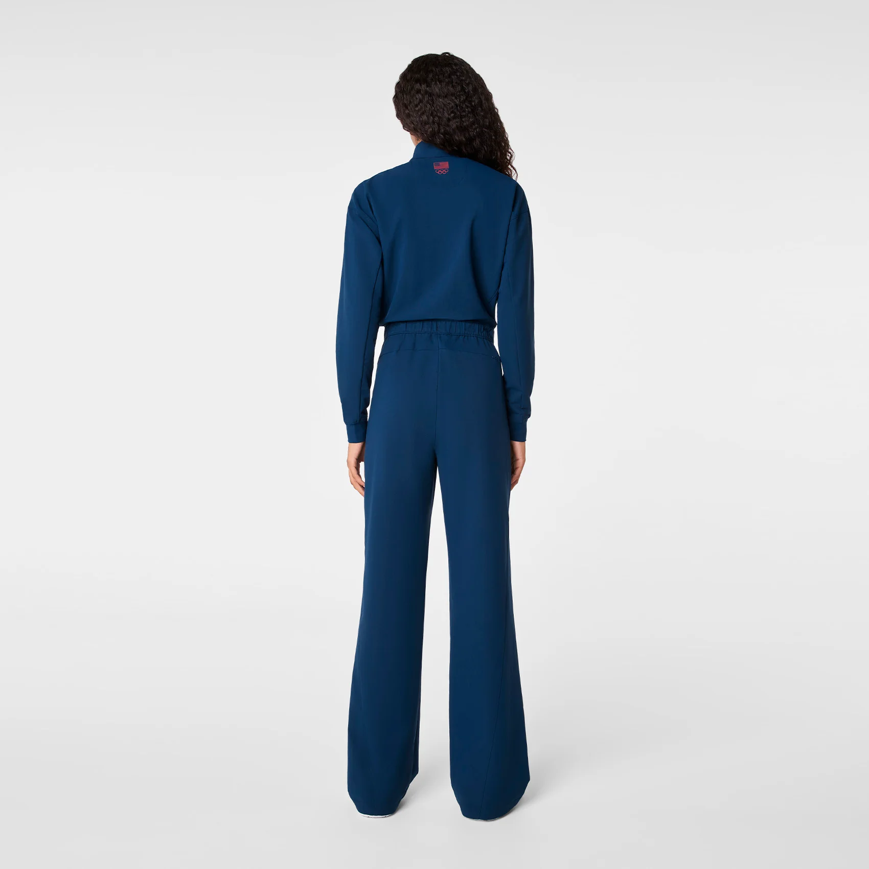 women's Team USA Blue FIGS x Team USA FIBREx Mock Neck Wide Leg - Longsleeve ScrubJumpsuit™ - Image 2