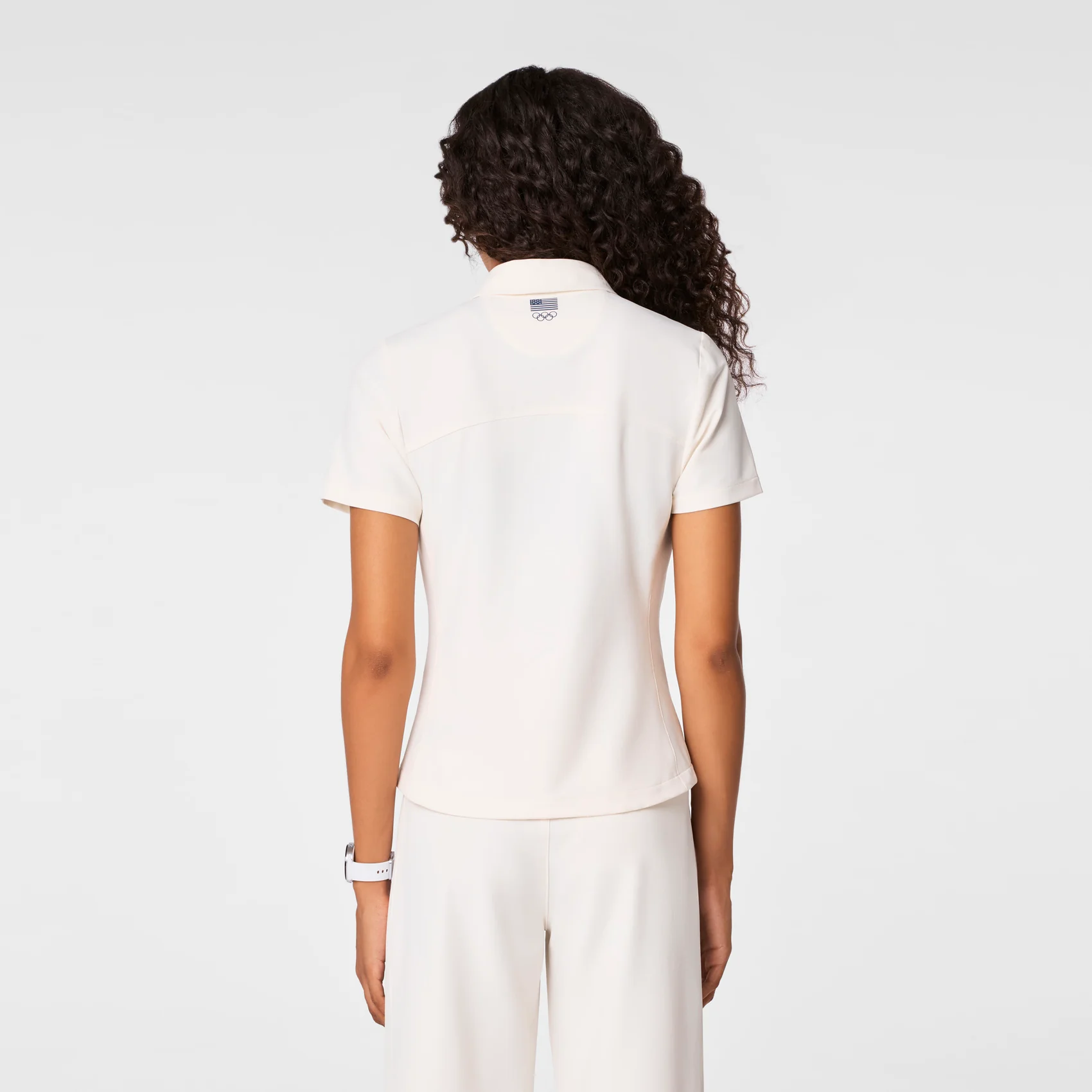 women's Off White FIGS x Team USA FIBREx Polo - Scrub Top - Image 4