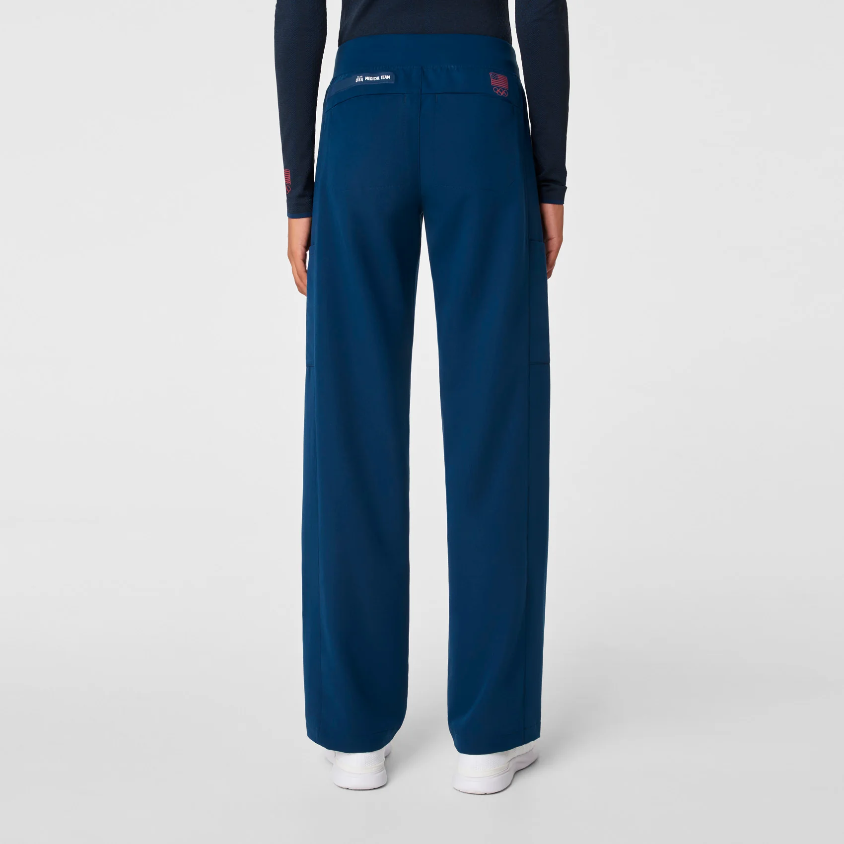 women's Team USA Blue FIGS x Team USA High Waisted Wide Leg - Scrub Pant - Image 4