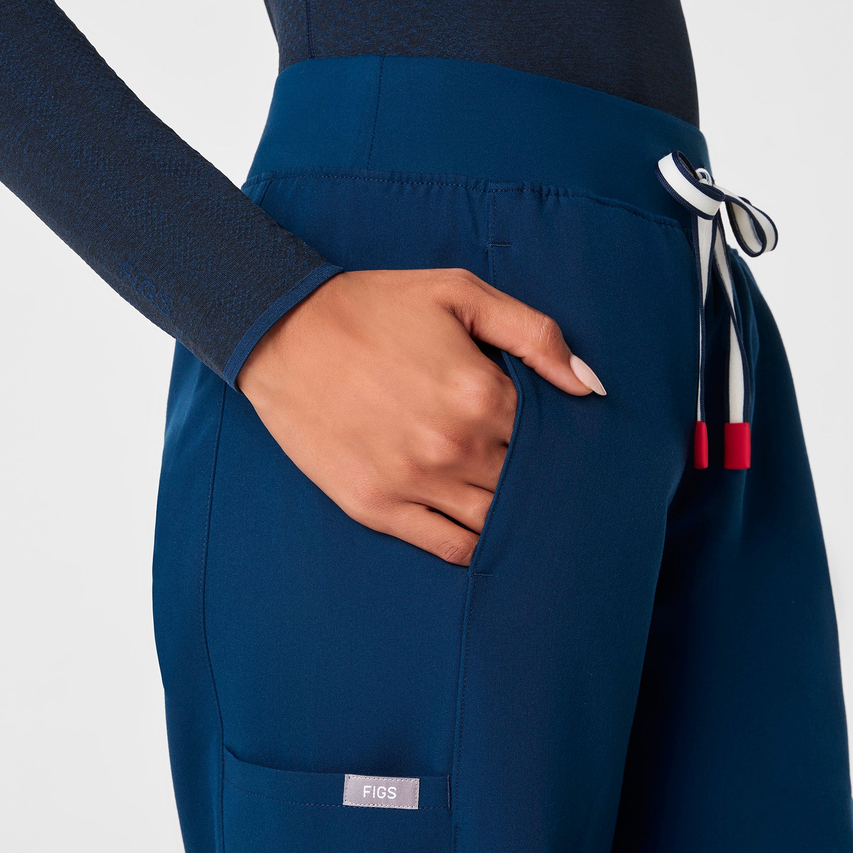 women's Team USA Blue FIGS x Team USA High Waisted Wide Leg - Tall Scrub Pant - Image 7