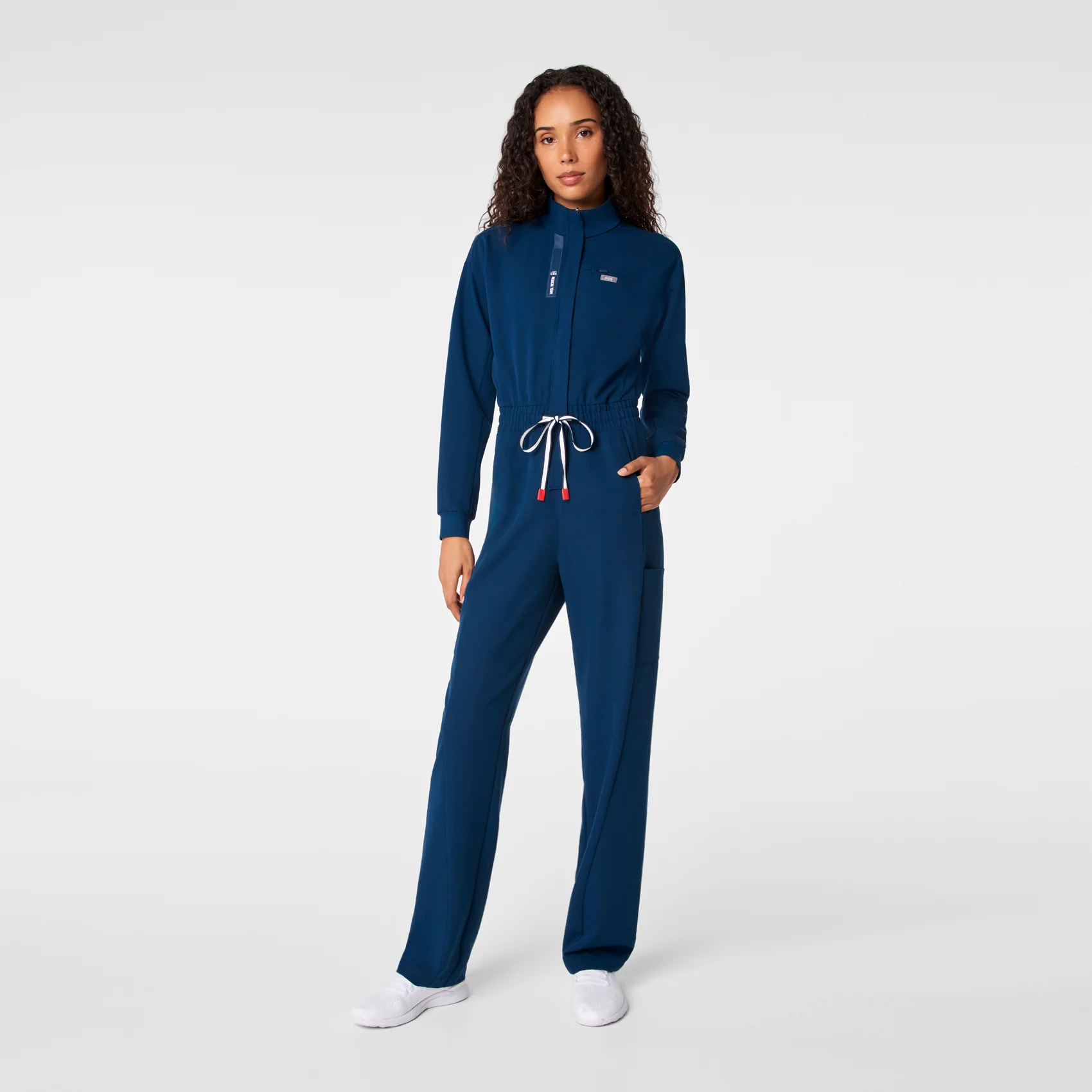 women's Team USA Blue FIGS x Team USA Longsleeve Straight Leg - Petite Scrubjumpsuit™