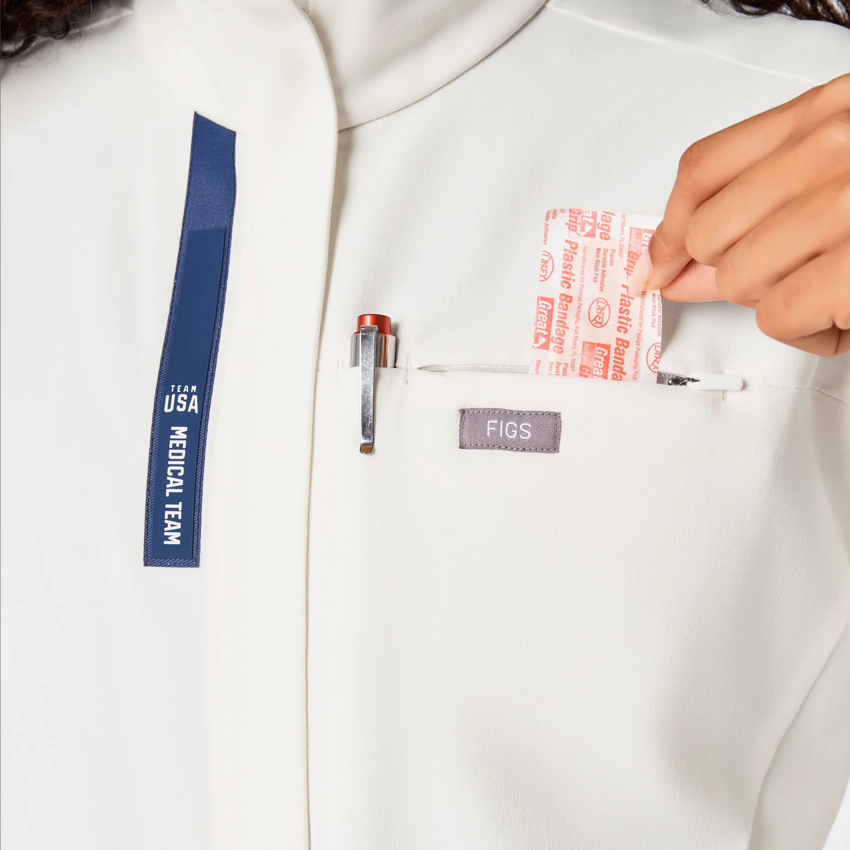 women's Off White FIGS x Team USA Longsleeve Straight Leg - Scrubjumpsuit™ - Image 6
