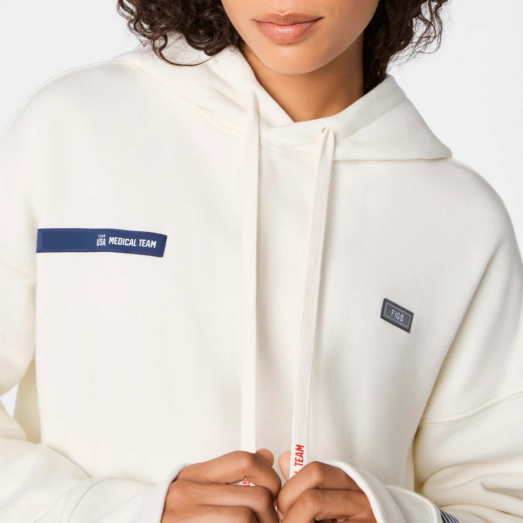 women's Off White FIGS x Team USA Off-Shift Oversized Fleece - Hoodie Sweatshirt™ - Image 7