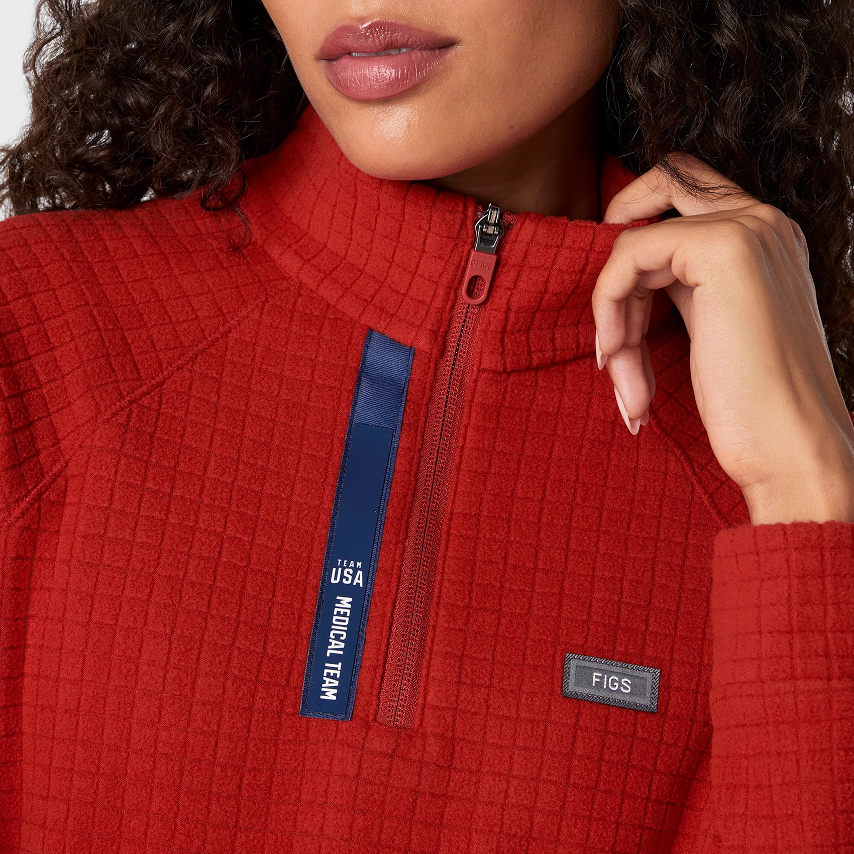 women's Team USA Red FIGS x Team USA On-Shift - Fleece ¼ Zip Top™ - Image 2