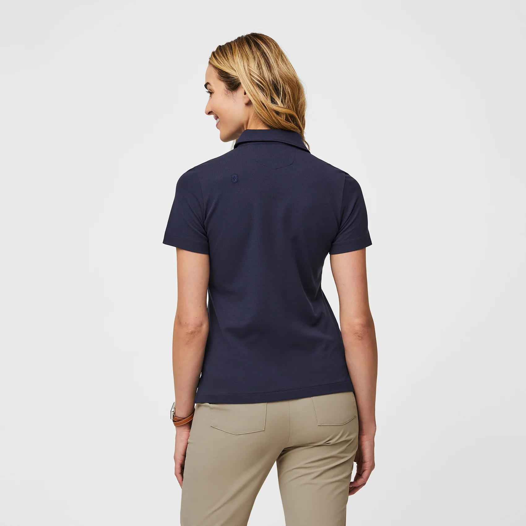 women's Navy FIGSPRO™ Pique - Shortsleeve Scrubpolo™ - Image 3