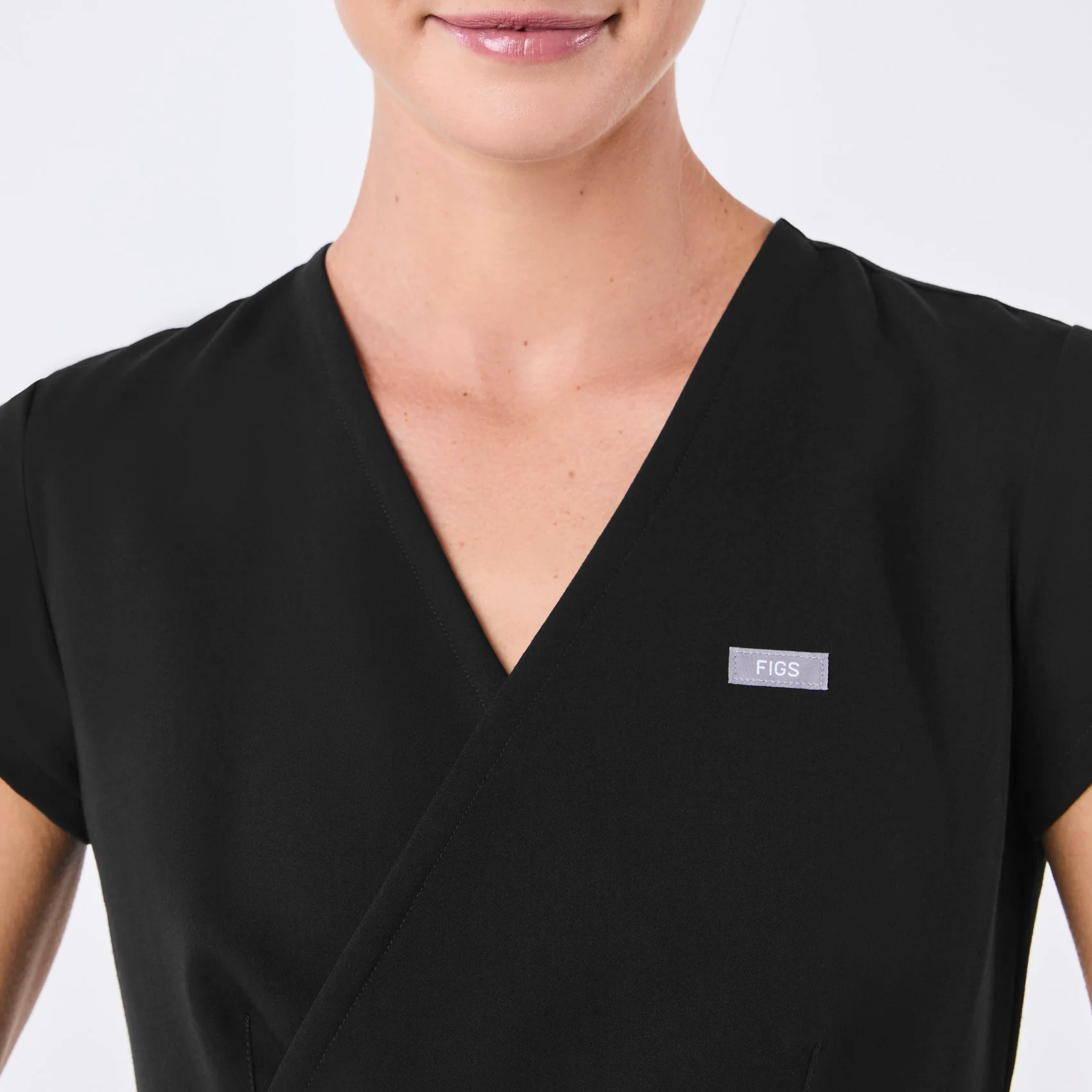 women's Black Tivoli Slim Surplice Peplum - Scrub Top - Image 6