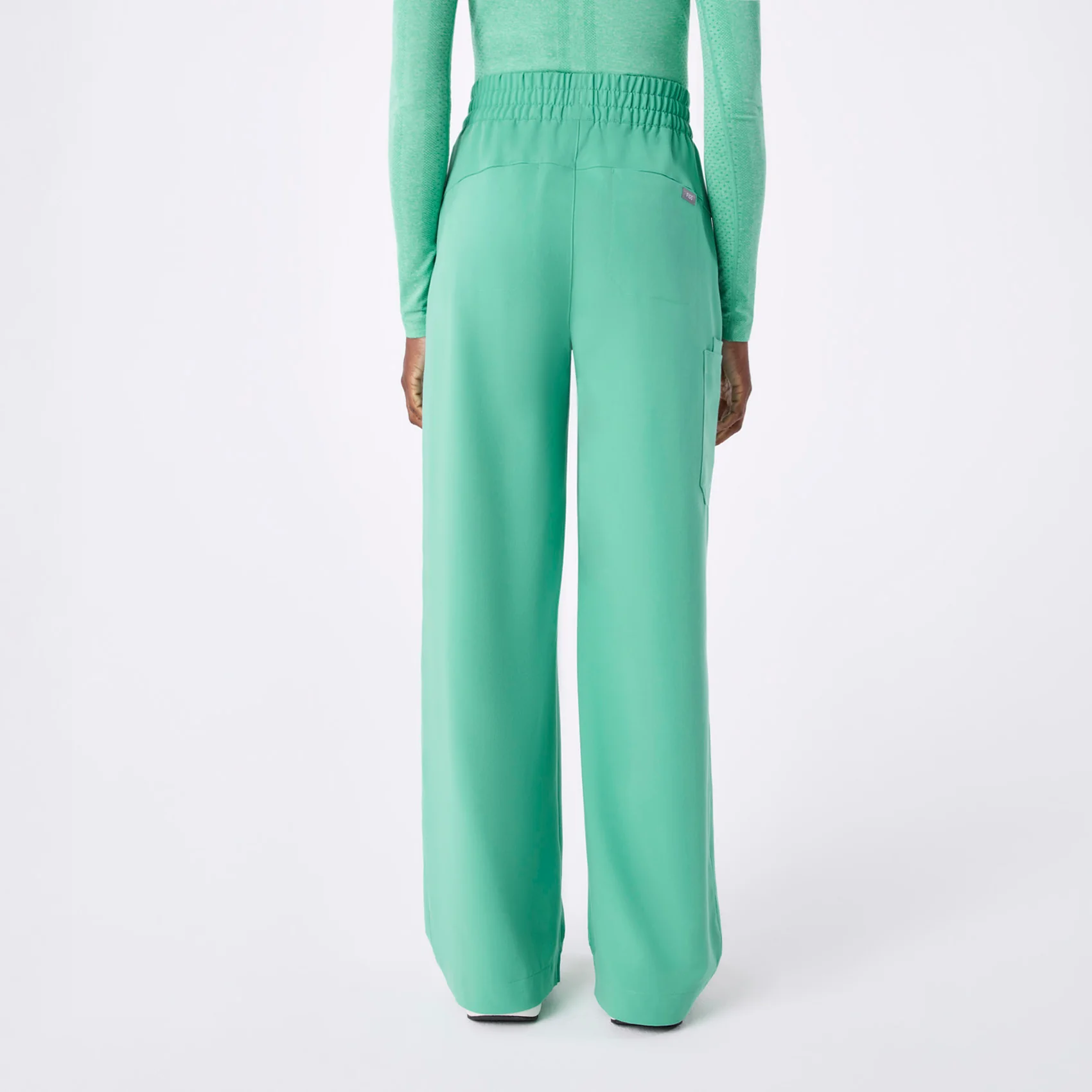 women's Surgical Green Ultra High Rise Shelby Wide Leg - Scrub Pant - Image 4